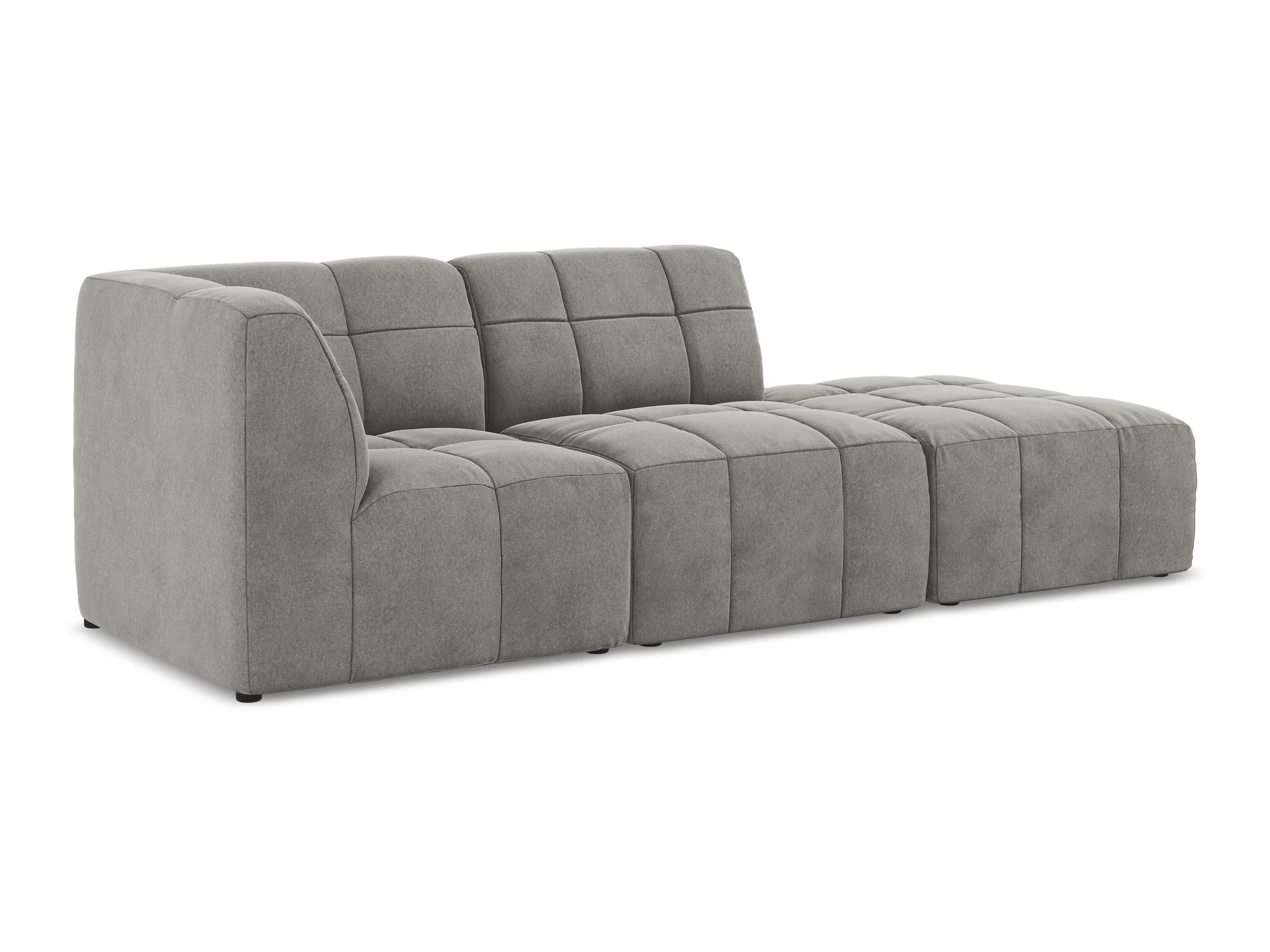 Sofa modułowa aksamitna lewostronna otwarta 3-osobowa ALOHA szary