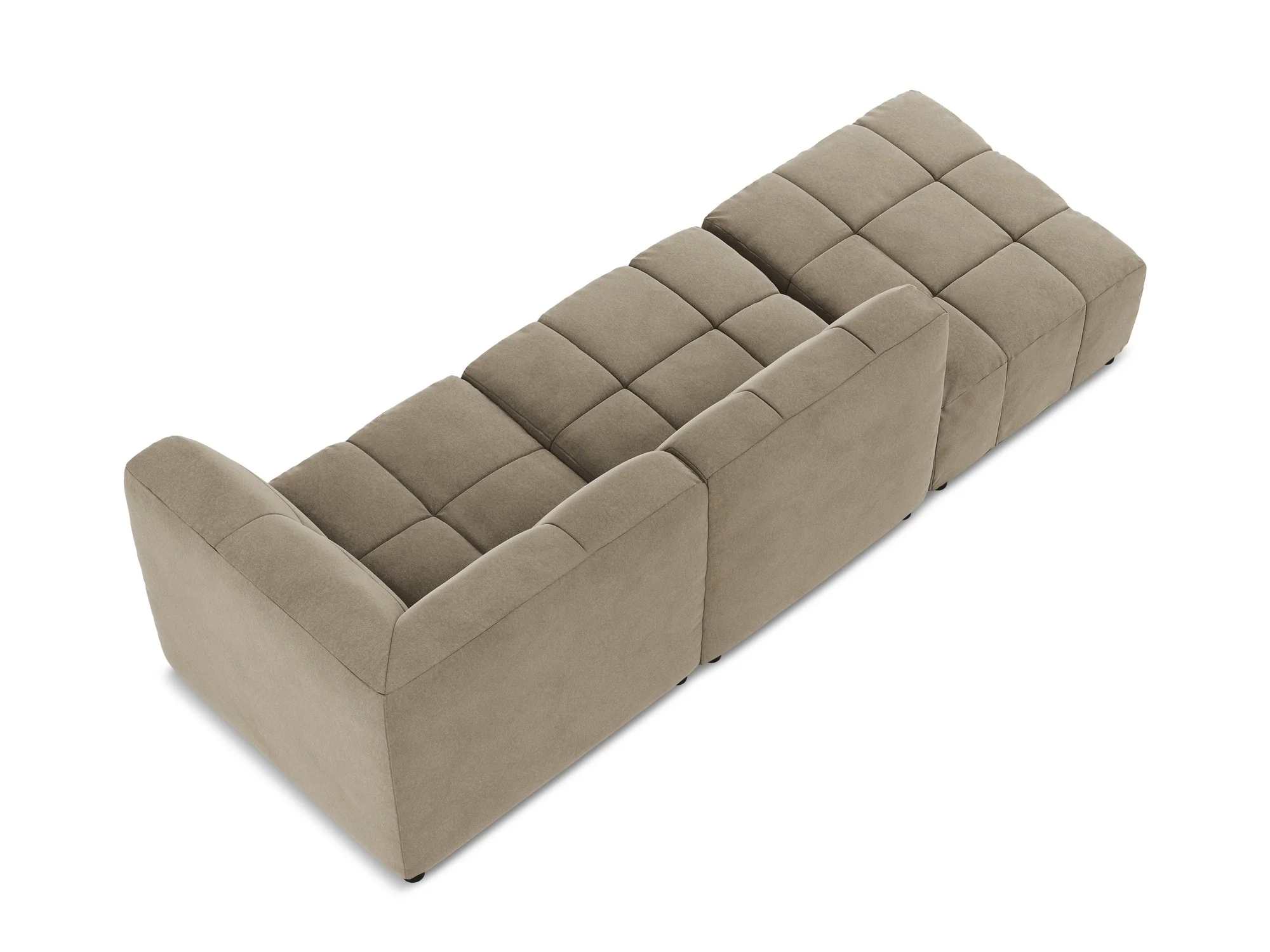 Sofa modułowa aksamitna prawostronna otwarta 3-osobowa ALOHA beżowy - Image 5