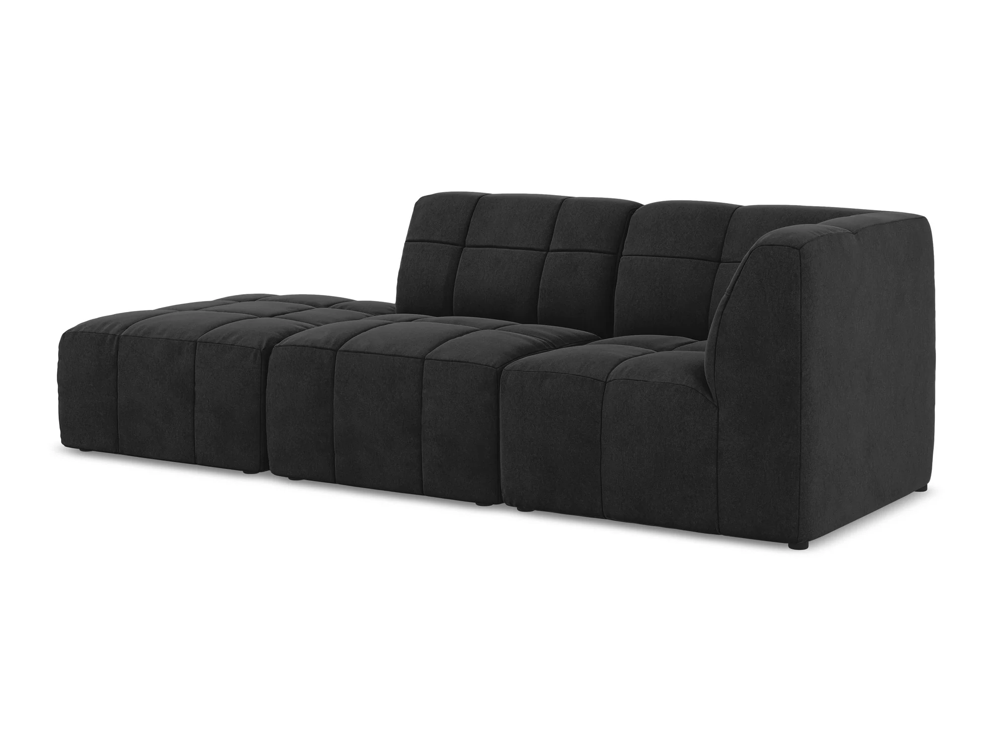 Sofa modułowa aksamitna prawostronna otwarta 3-osobowa ALOHA czarny