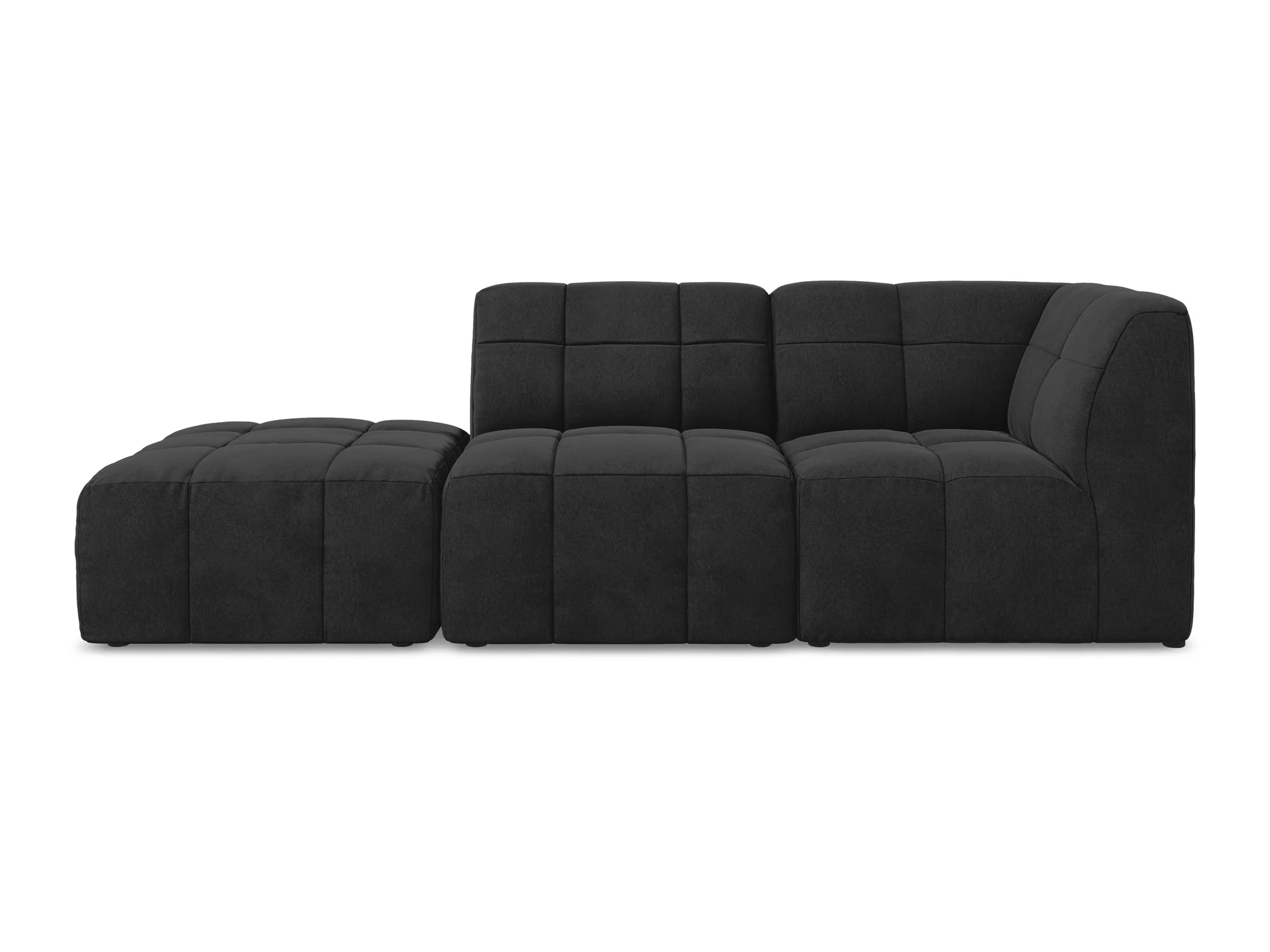 Sofa modułowa aksamitna prawostronna otwarta 3-osobowa ALOHA czarny - Image 3