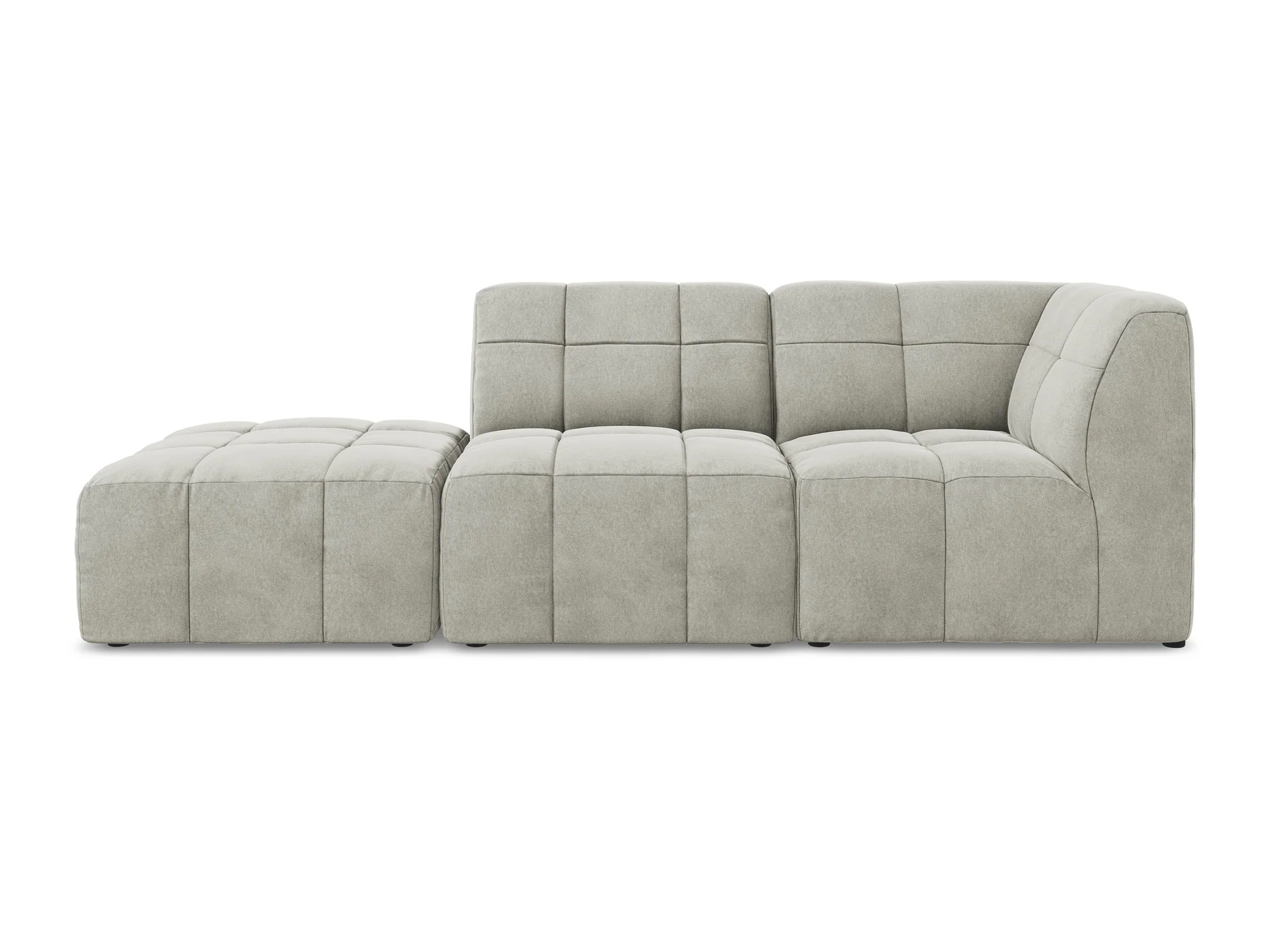 Sofa modułowa aksamitna prawostronna otwarta 3-osobowa ALOHA jasnoszary - Image 3