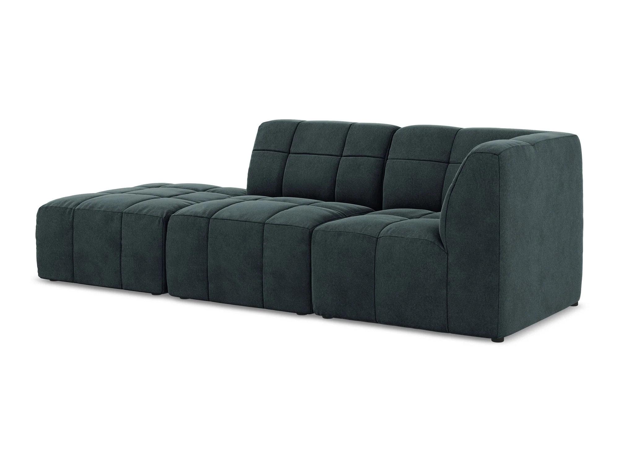 Sofa modułowa aksamitna prawostronna otwarta 3-osobowa ALOHA morski