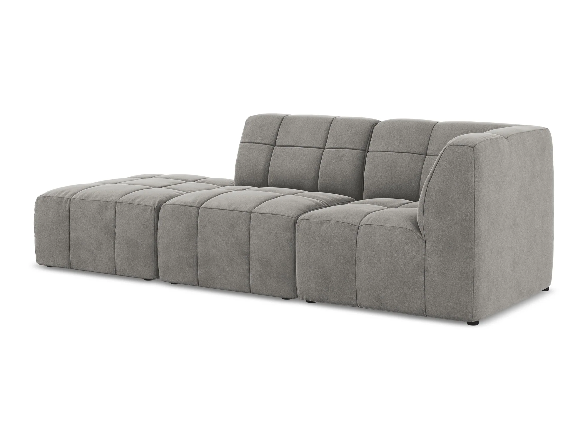 Sofa modułowa aksamitna prawostronna otwarta 3-osobowa ALOHA szary