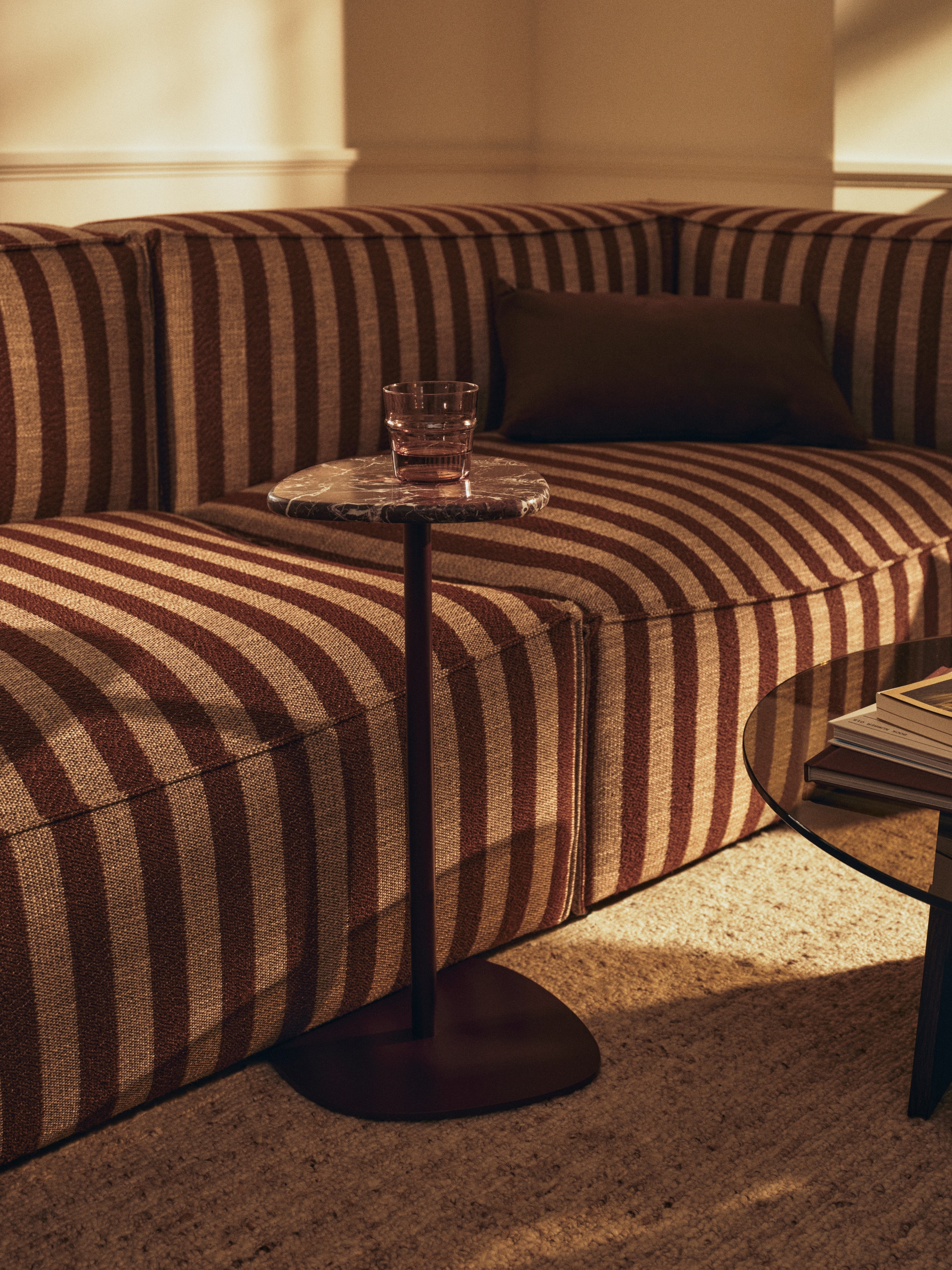 Sofa modułowa CATENA Louisiana - element końcowy lewostronny czekoladowy z pisakowym - Image 2