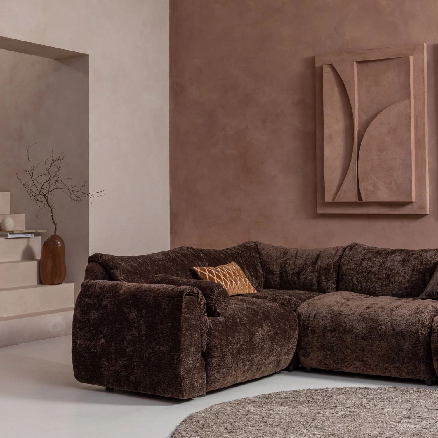 Sofa modułowa BAGGY 3D - element lewostronny ciemnobrązowy - Image 2