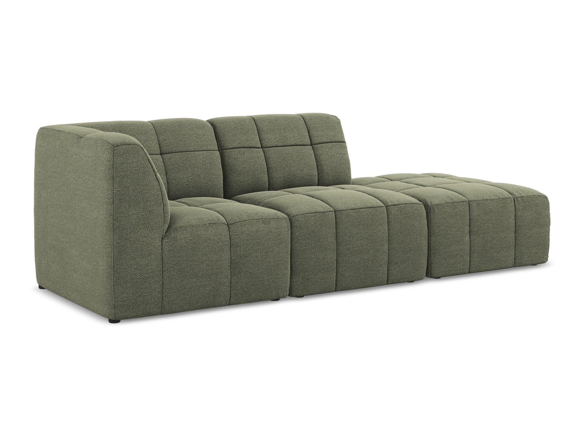 Sofa modułowa lewostronna otwarta 3-osobowa ALOHA oliwkowy boucle