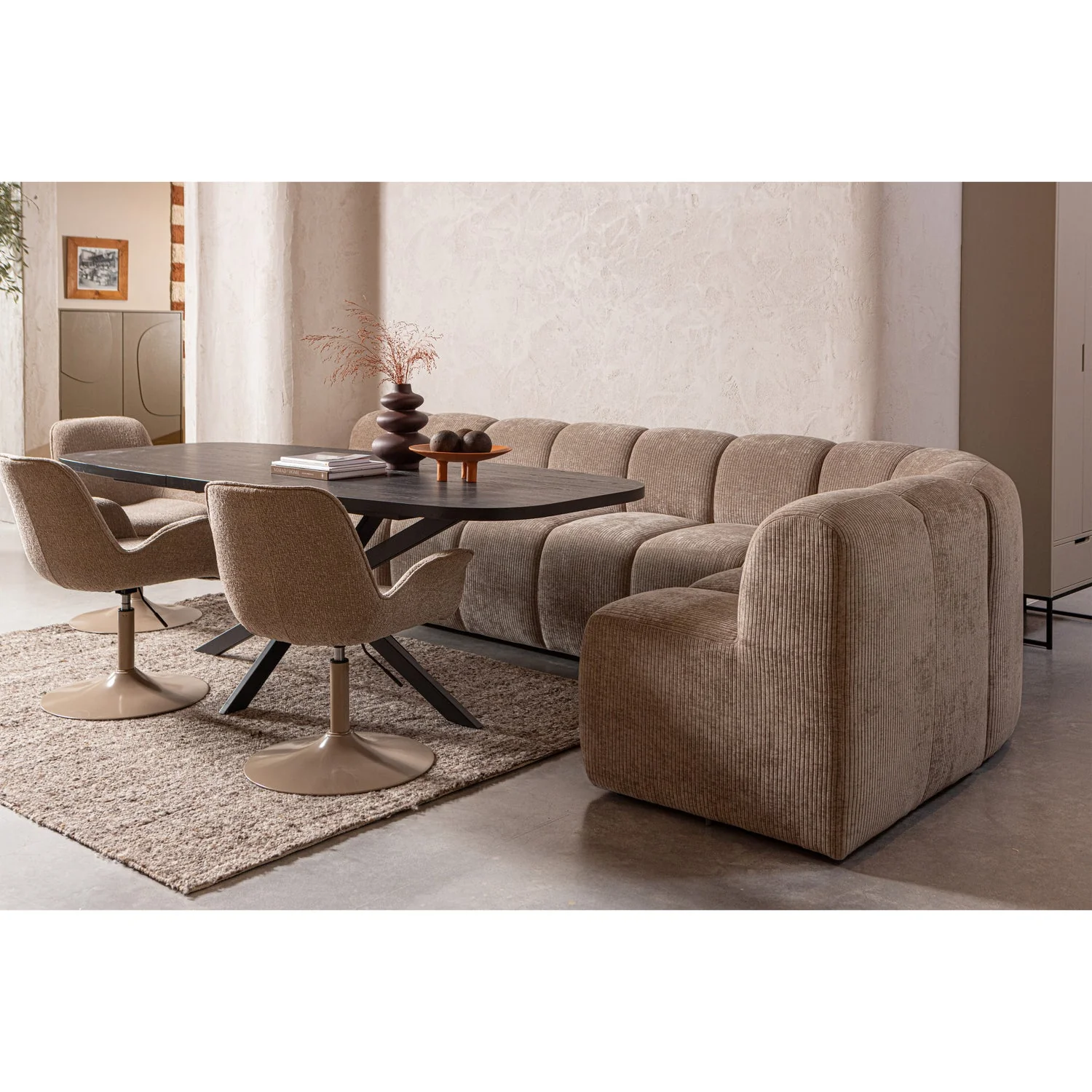 Sofa modułowa MOJO BENCH - element narożny beżowy melanż boucle - Image 2
