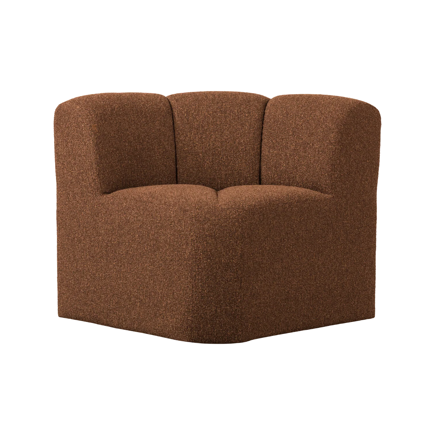 Sofa modułowa MOJO BENCH - element narożny rdzawy brązowy melanż boucle
