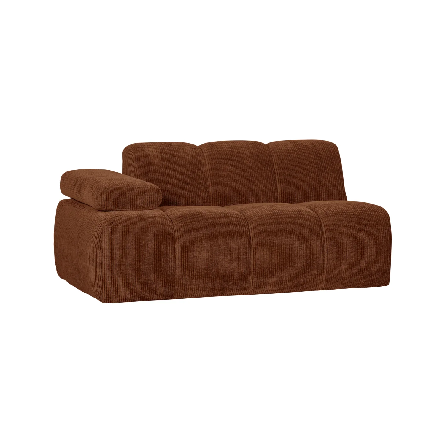 Sofa modułowa MOJO - element 1,5-osobowy lewostronny rdzawy brązowy sztruks
