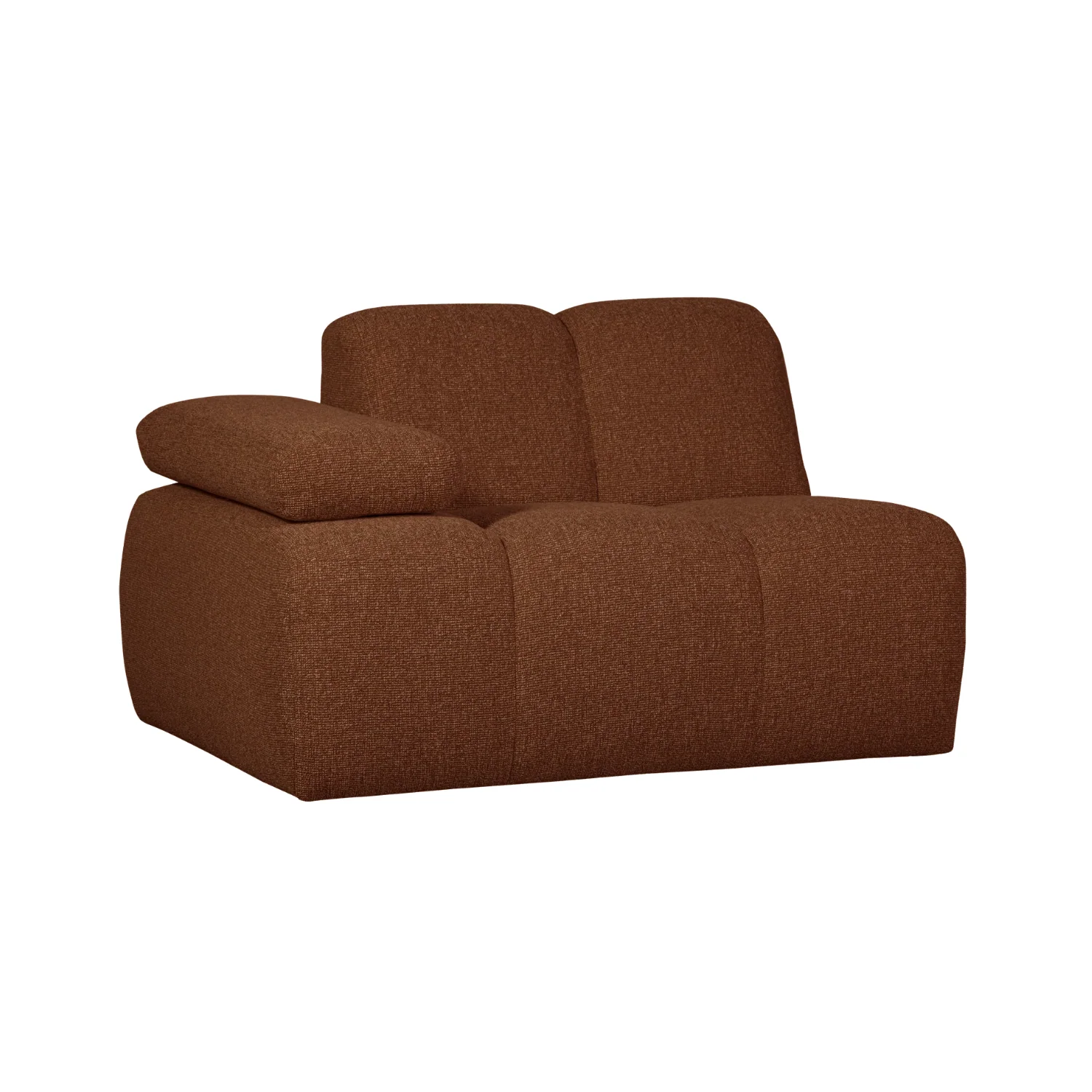 Sofa modułowa MOJO - element lewostronny rdzawy brązowy bouclé