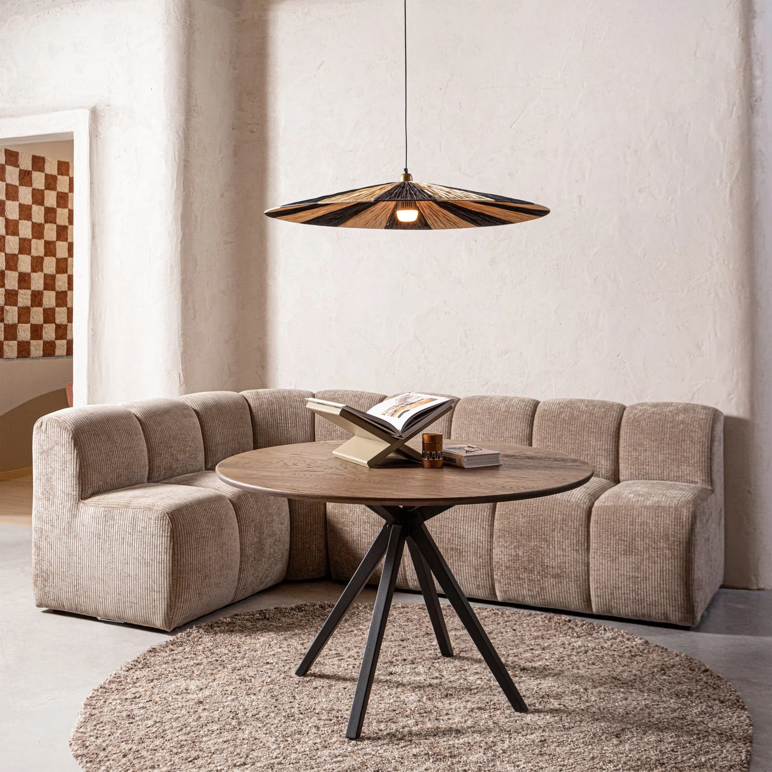 Sofa modułowa MOJO BENCH - element 3-osobowy rdzawy brązowy baranek - Image 2