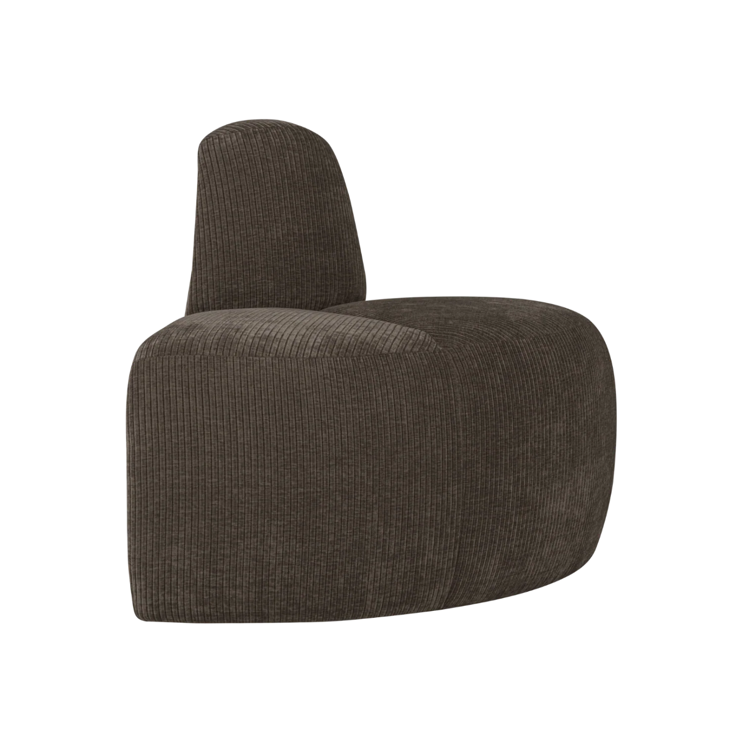 Sofa modułowa MOJO BENCH - element narożny zaokrąglony brązowy sztruks