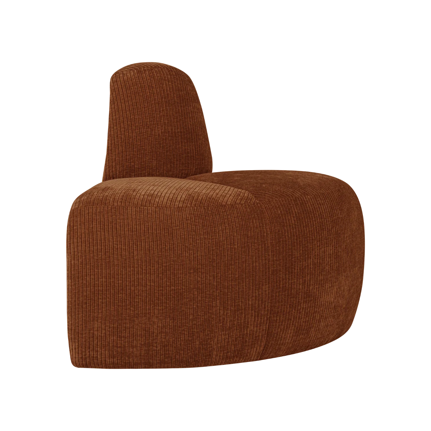 Sofa modułowa MOJO BENCH - element narożny zaokrąglony ceglany brązowy sztruks