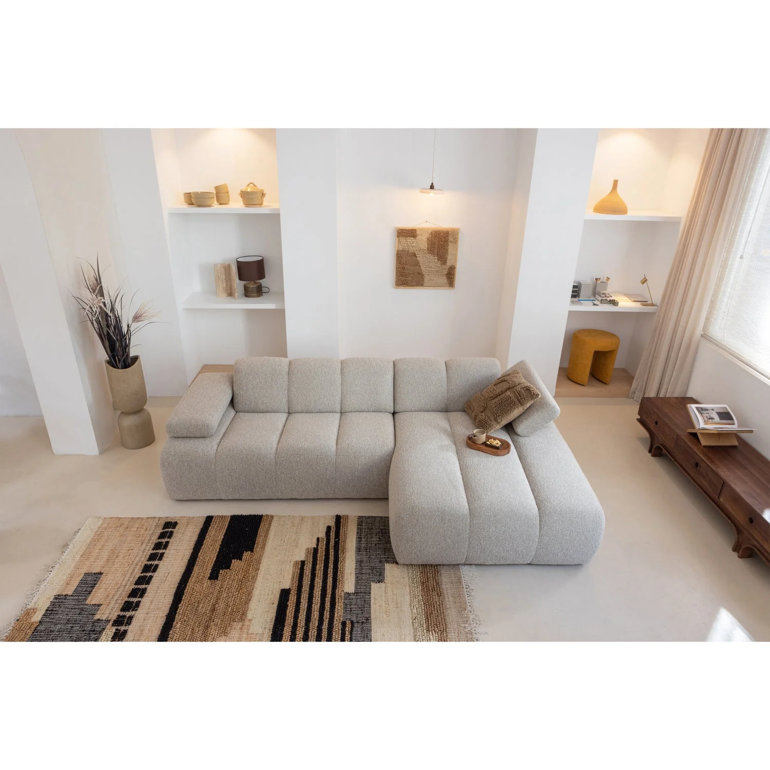 Sofa modułowa MOJO - szezlong prawostronny ecru bouclé - Image 2