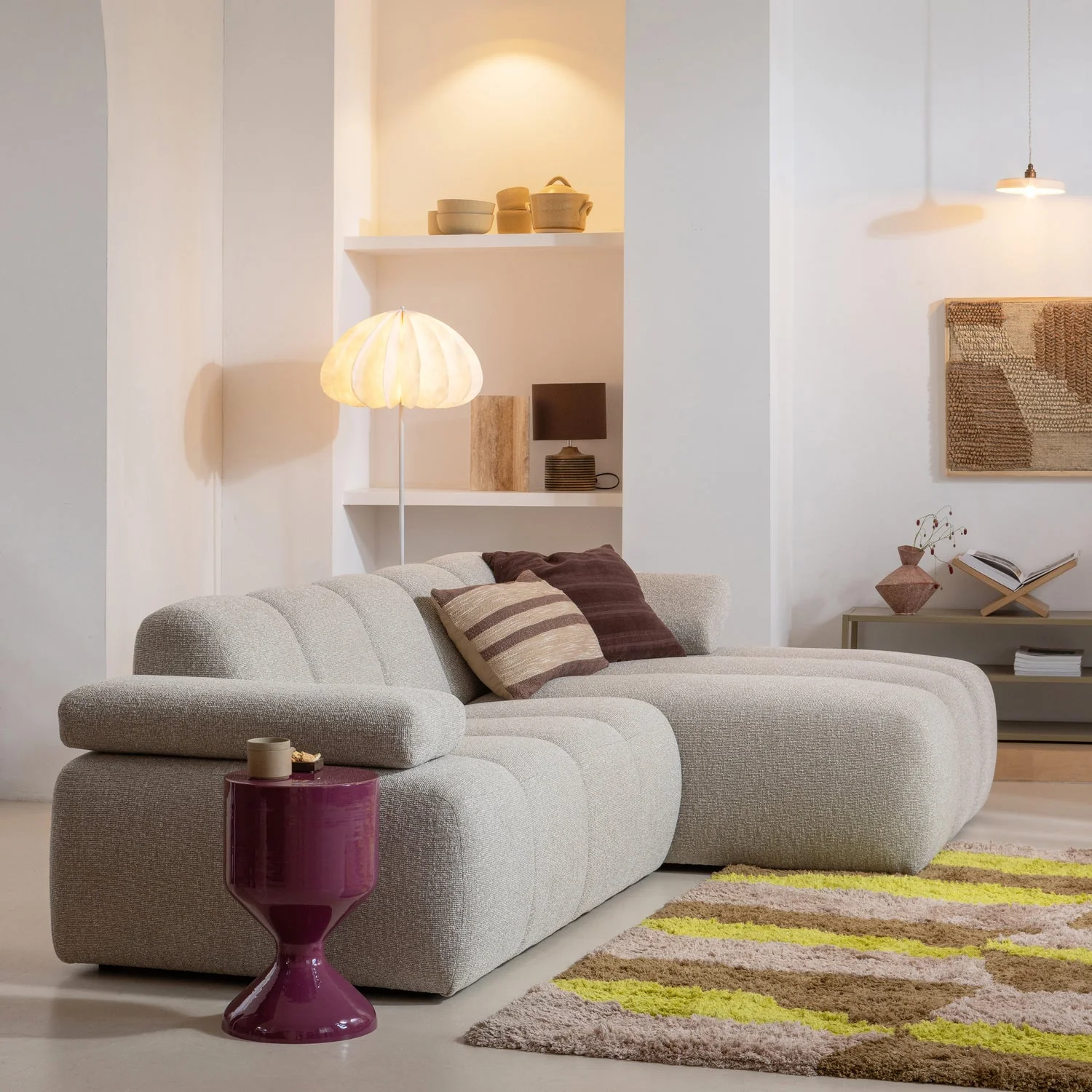 Sofa modułowa MOJO - szezlong prawostronny piaskowy baranek - Image 3
