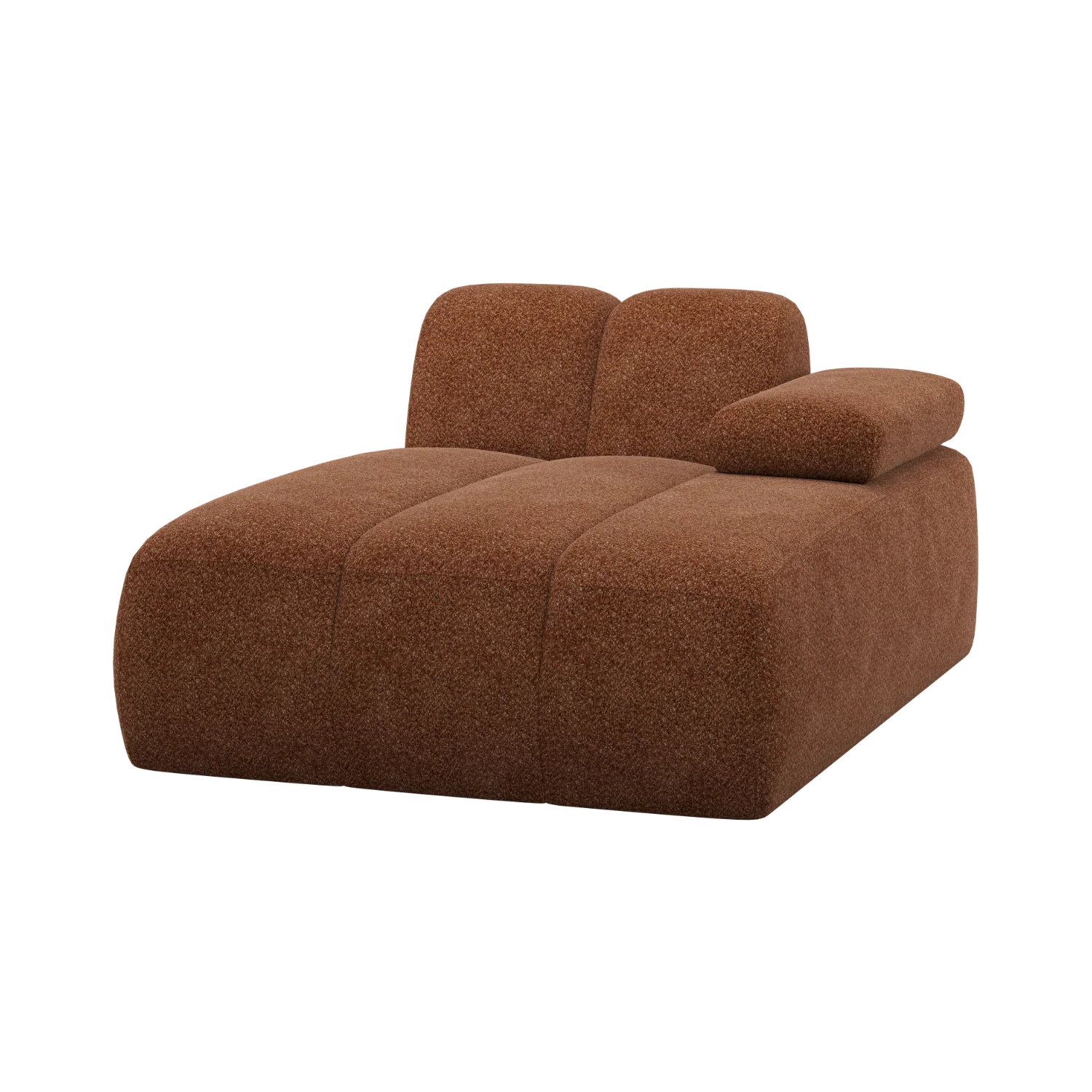 Sofa modułowa MOJO - szezlong prawostronny rdzawy brązowy baranek