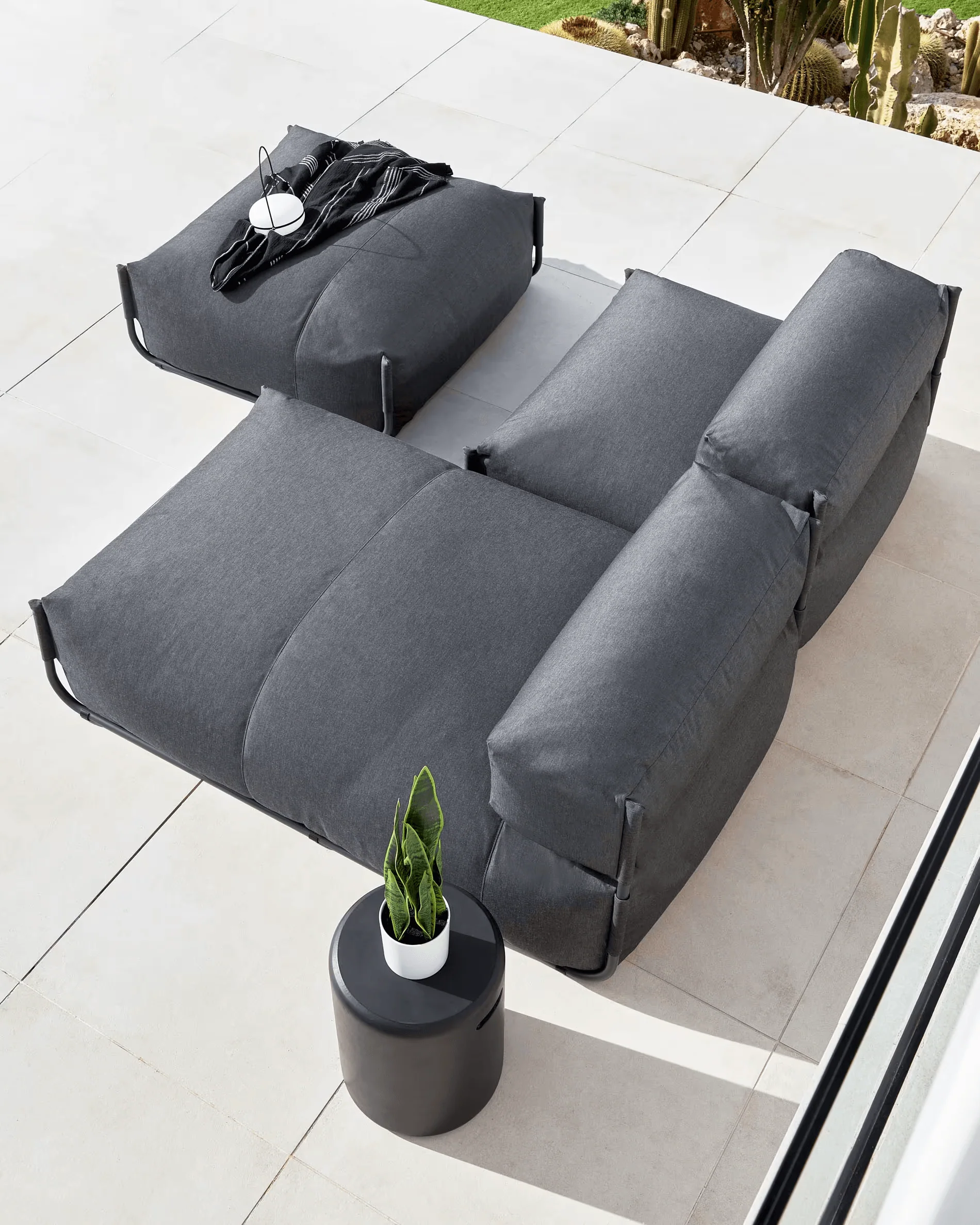 Sofa modułowa ogrodowa SQUARE - puf ciemnoszary - Image 2