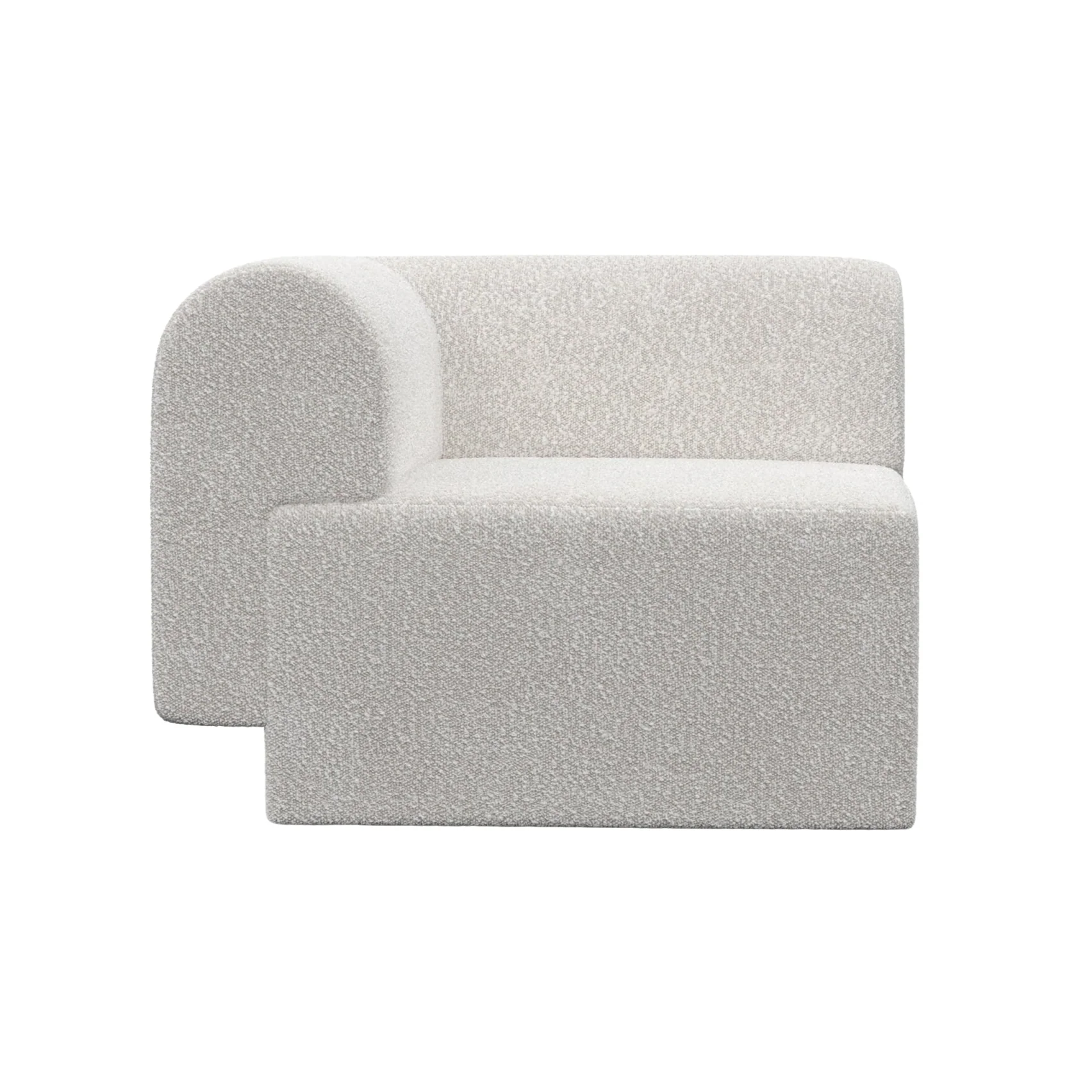 Sofa modułowa TORI - moduł narożny biały boucle