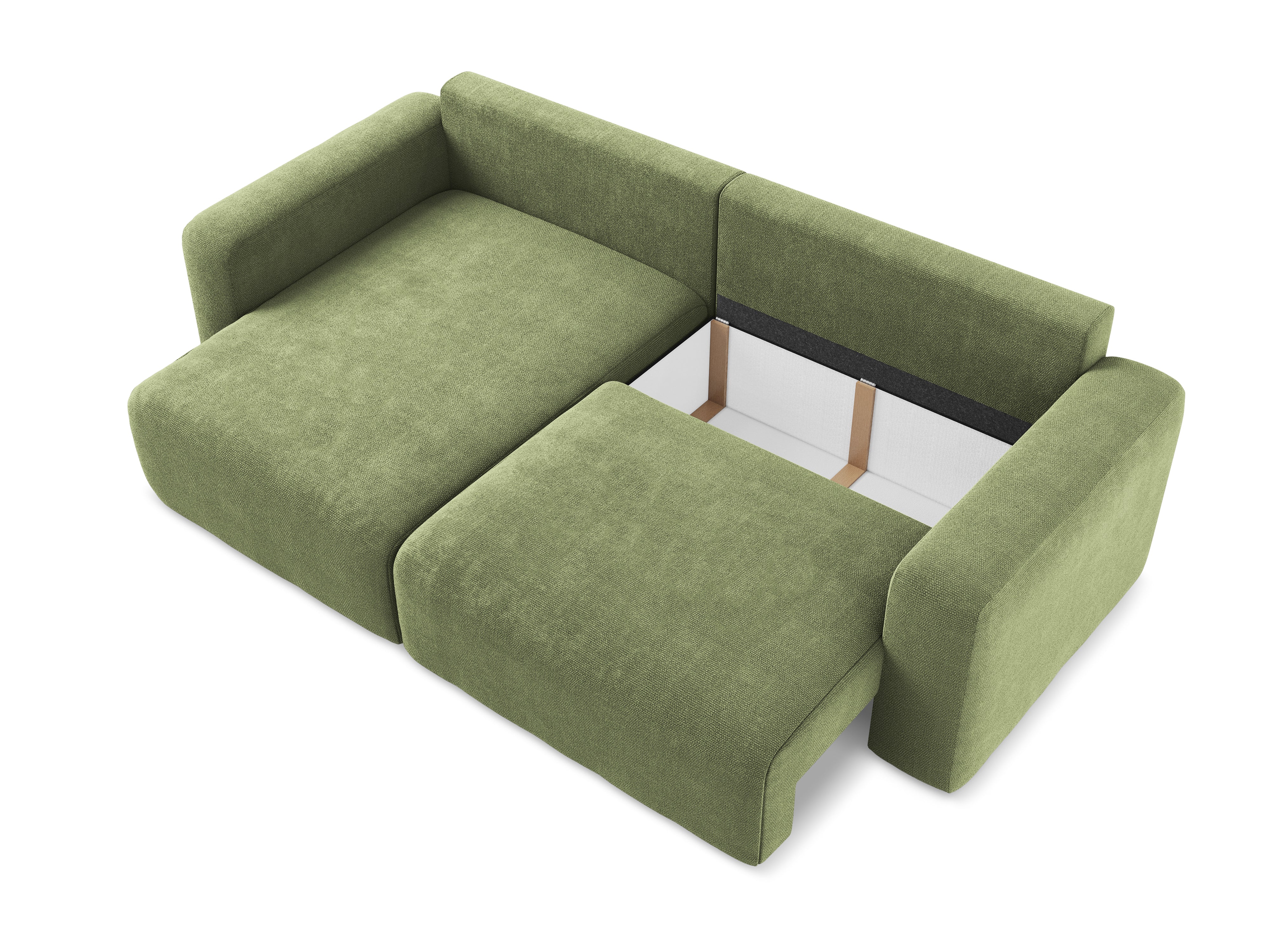 Narożnik lewostronny z funkcją spania KONA zielony szenil - Image 6