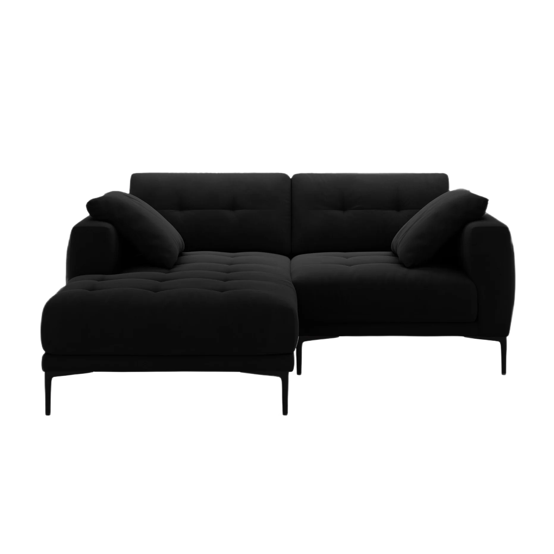 Sofa narożna lewostronna aksamitna BEMY czarny
