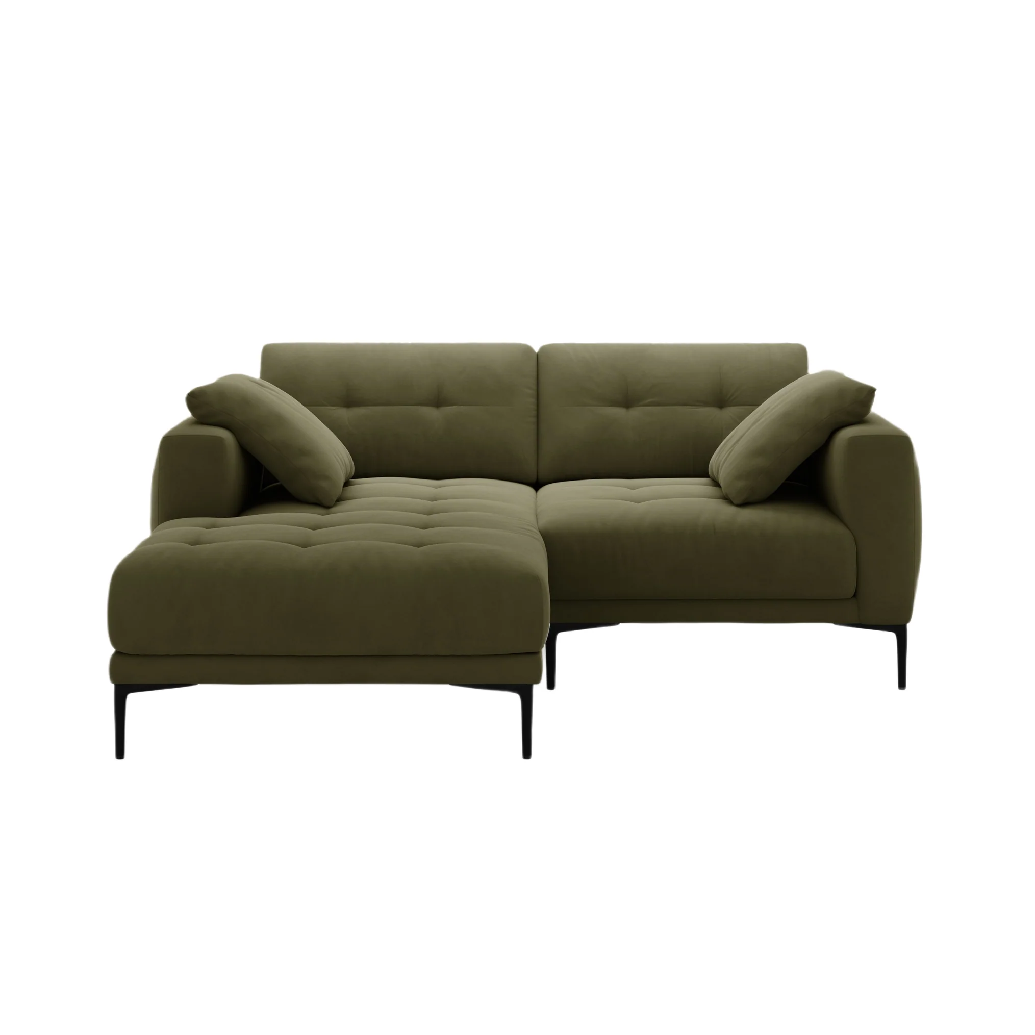 Sofa narożna lewostronna aksamitna BEMY zielony