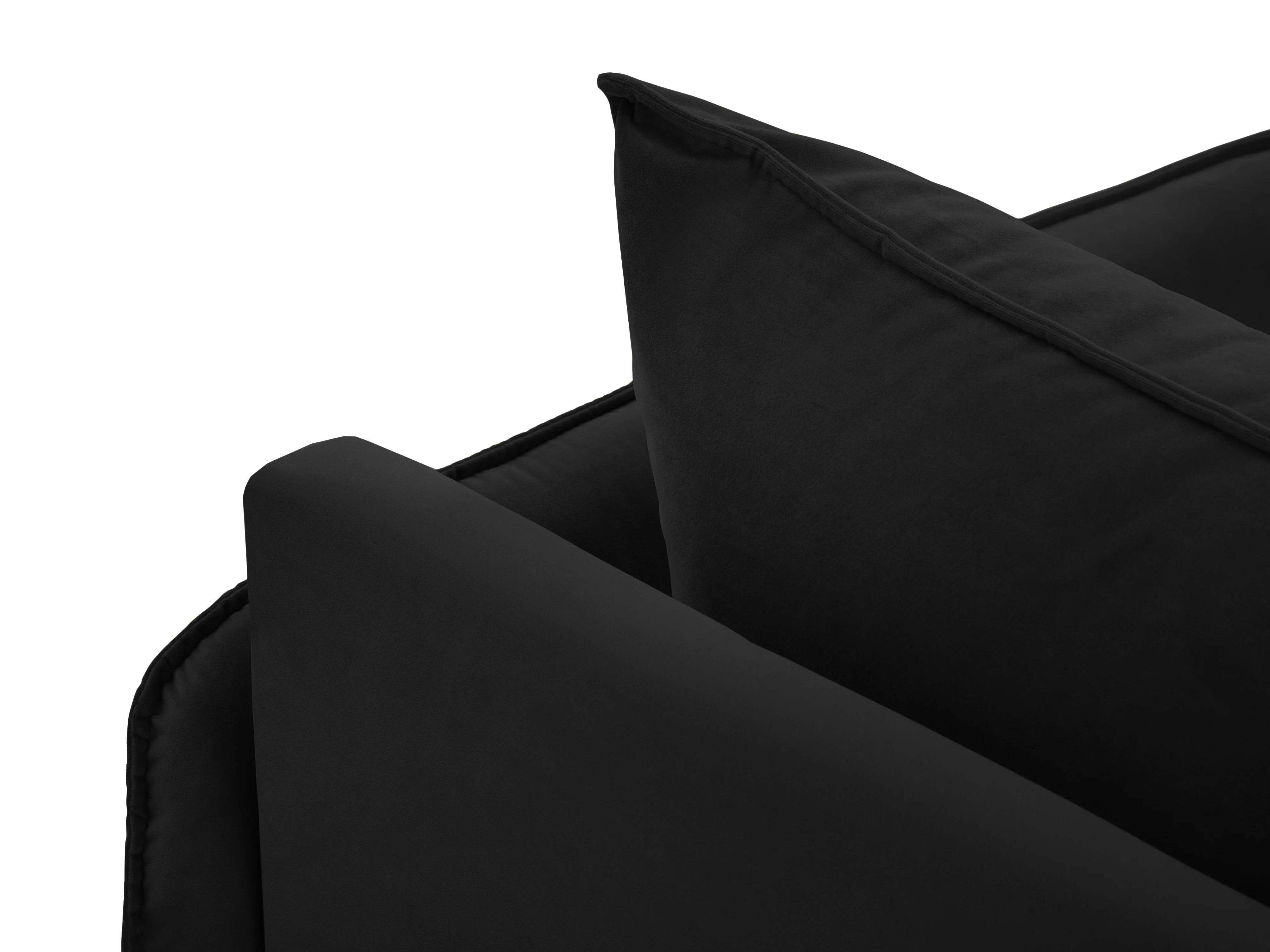Sofa panoramiczna aksamitna 6-osobowa VIENNA czarny z czarną podstawą - Image 9
