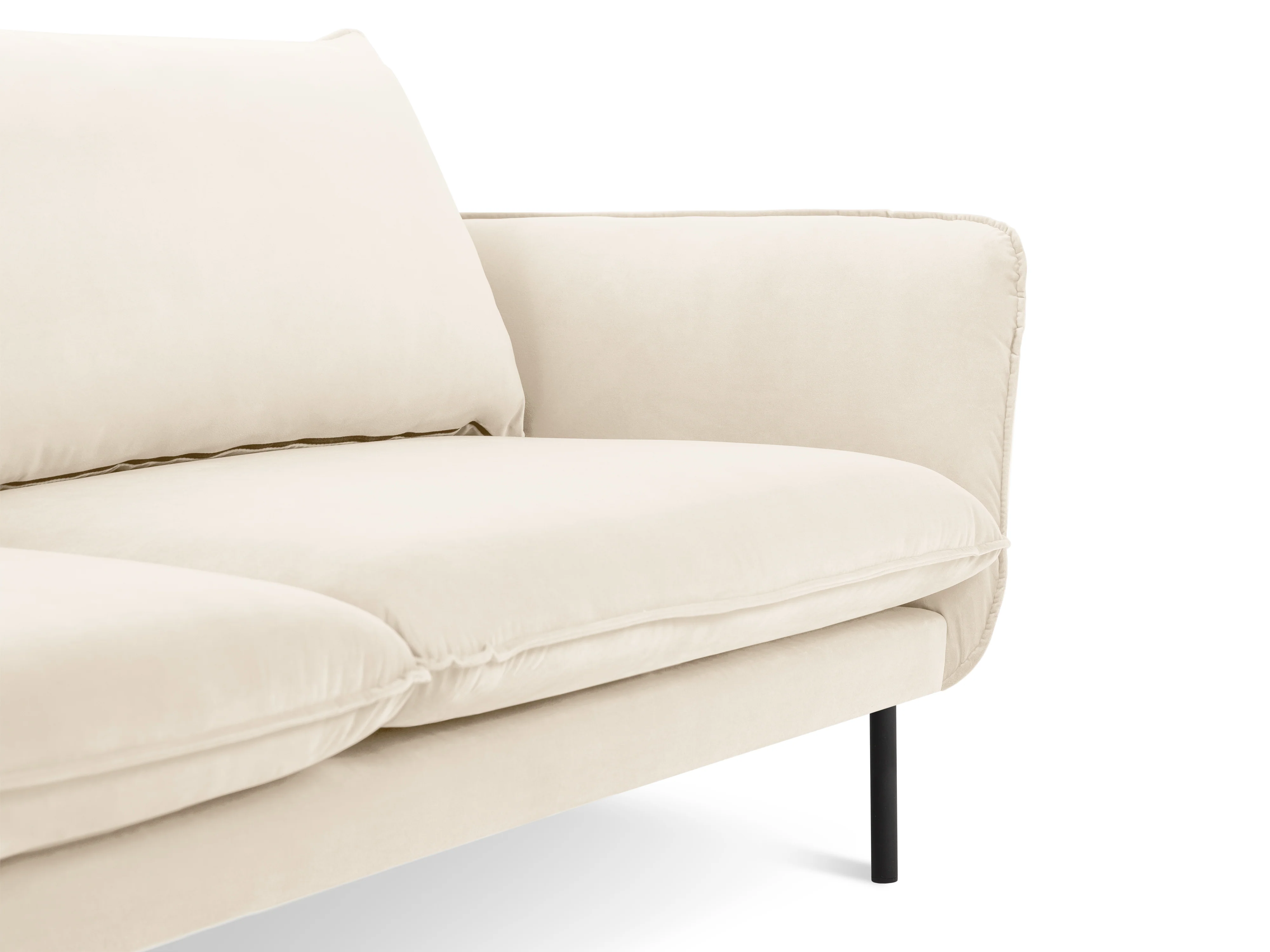 Sofa panoramiczna aksamitna 6-osobowa VIENNA jasnobeżowy z czarną podstawą - Image 7