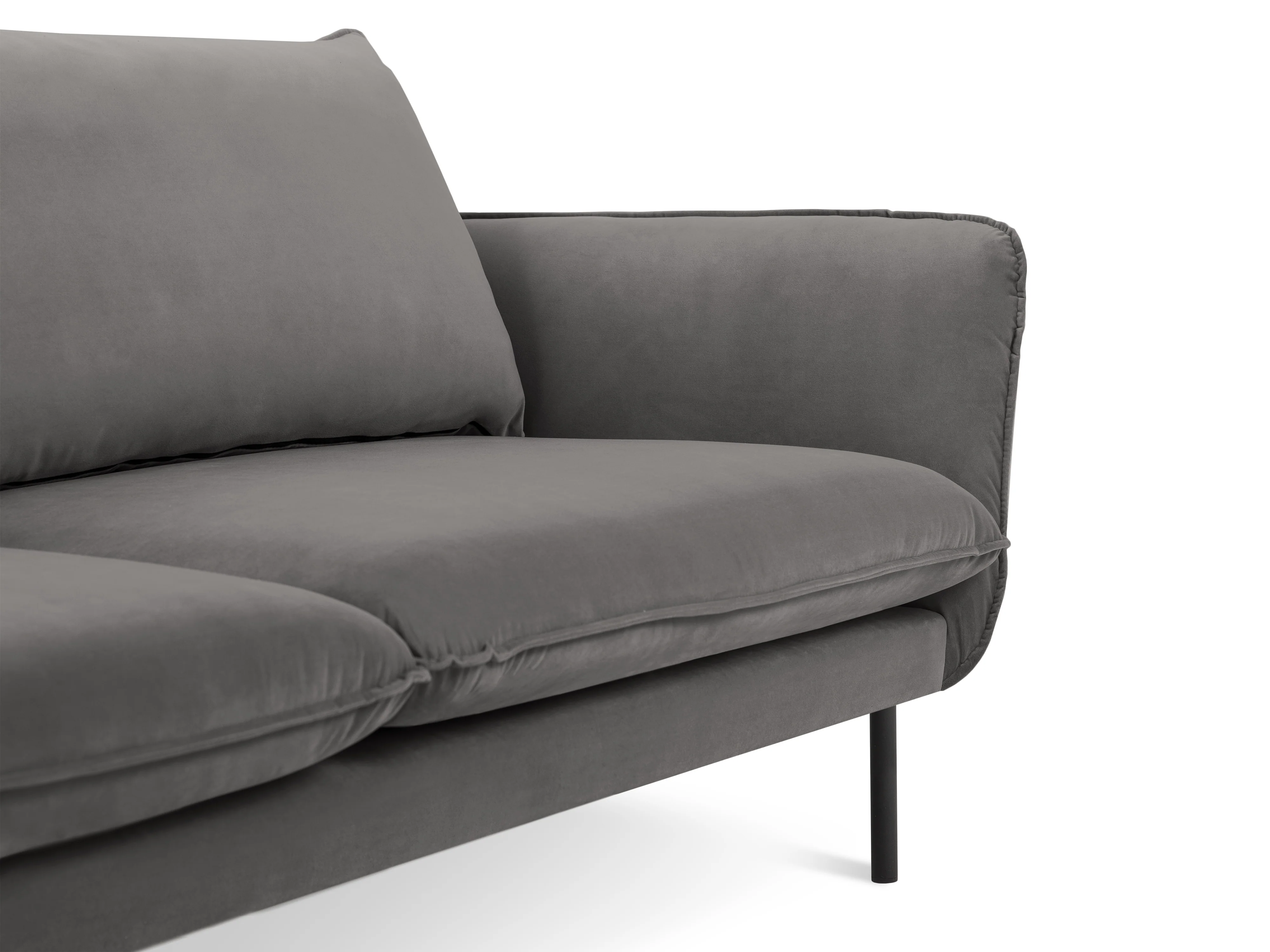 Sofa panoramiczna aksamitna 6-osobowa VIENNA jasnoszary z czarną podstawą - Image 7