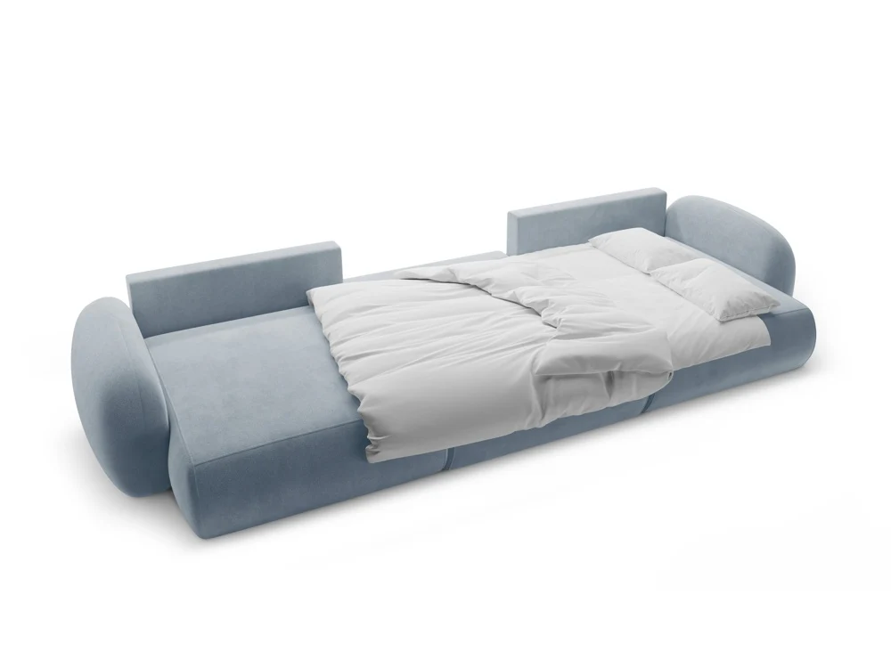 Sofa panoramiczna aksamitna z funkcją spania 5-osobowa TONALE błękitny - Image 3