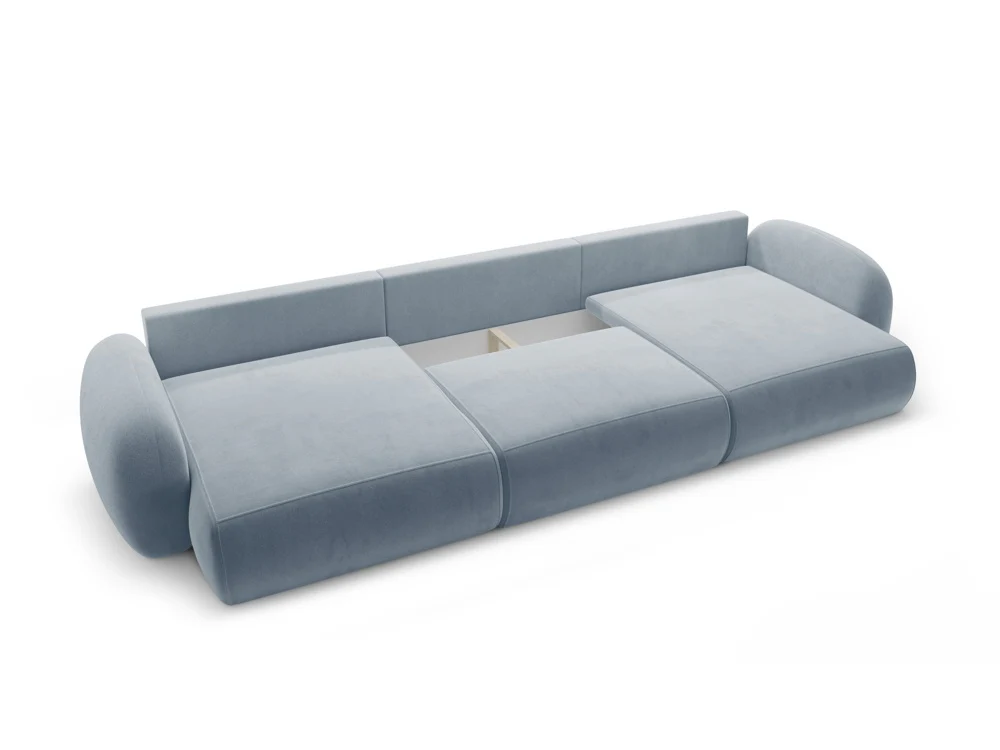 Sofa panoramiczna aksamitna z funkcją spania 5-osobowa TONALE błękitny - Image 4