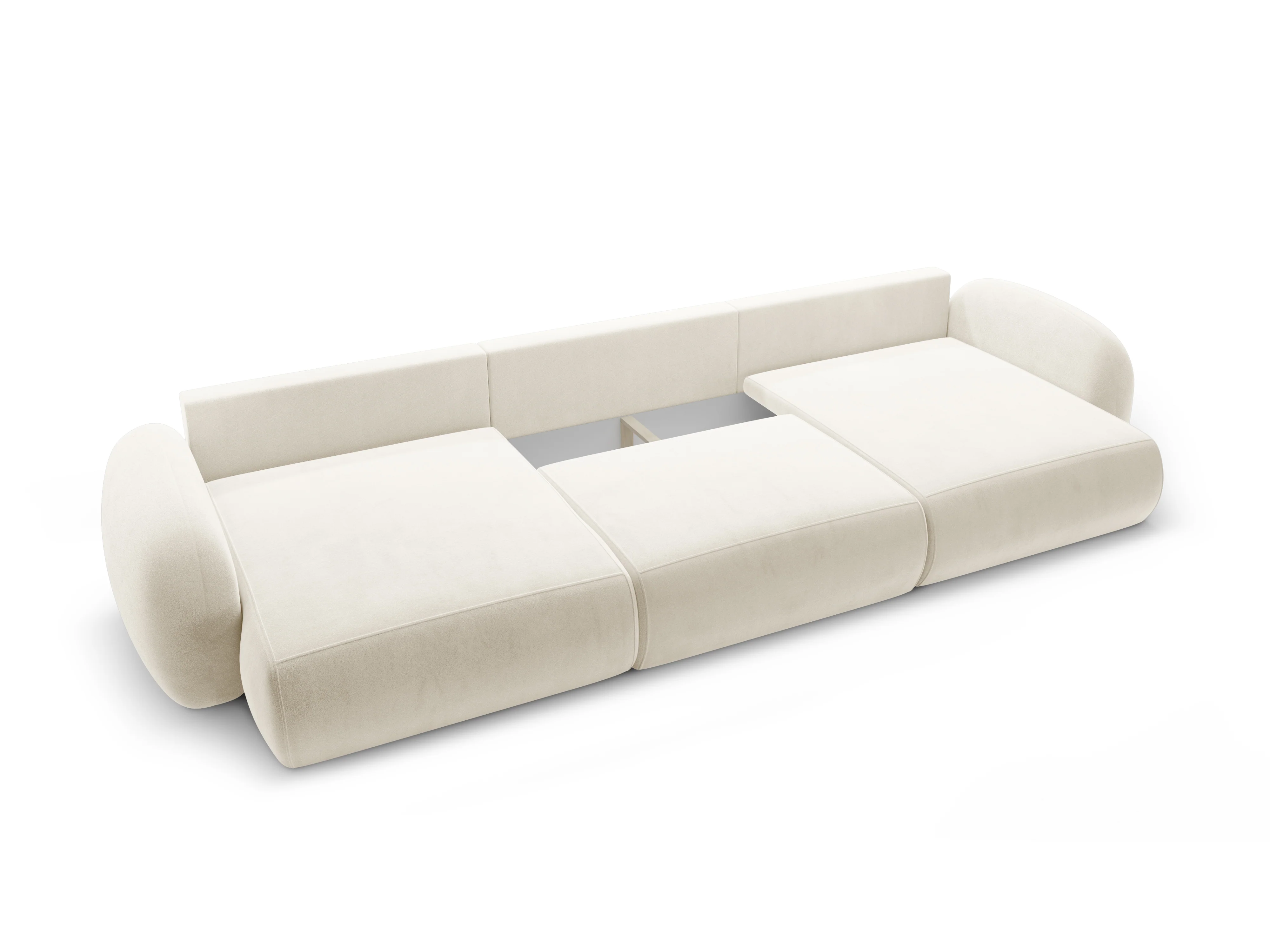 Sofa panoramiczna aksamitna z funkcją spania 5-osobowa TONALE kremowy - Image 5