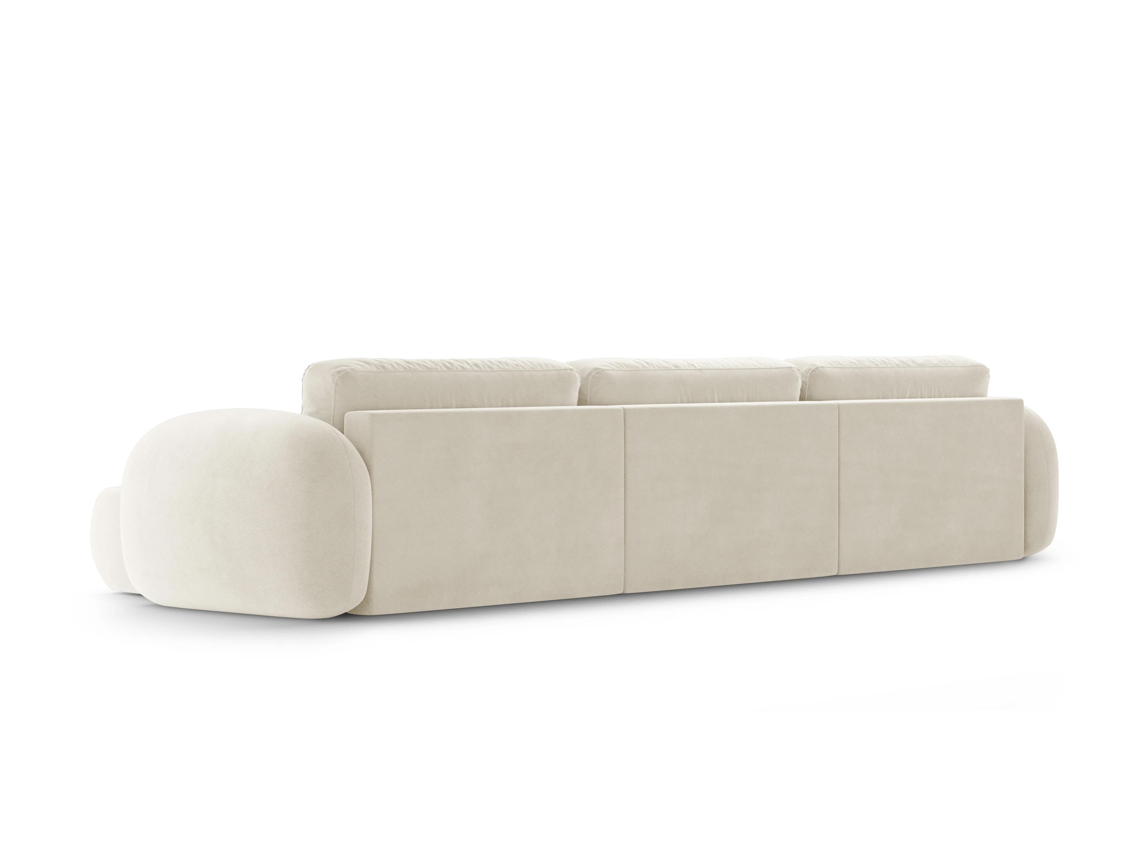 Sofa panoramiczna aksamitna z funkcją spania 5-osobowa TONALE kremowy - Image 6