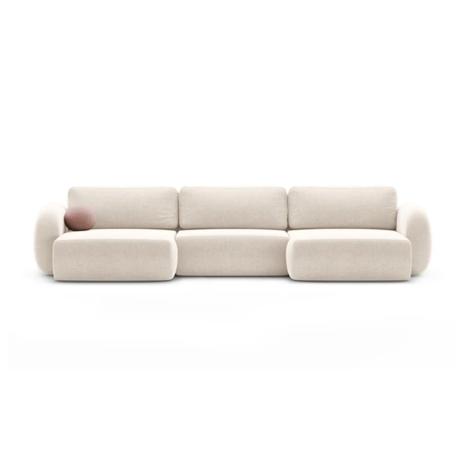 Sofa panoramiczna z funkcją spania 5-osobowa TONALE jasnobeżowy