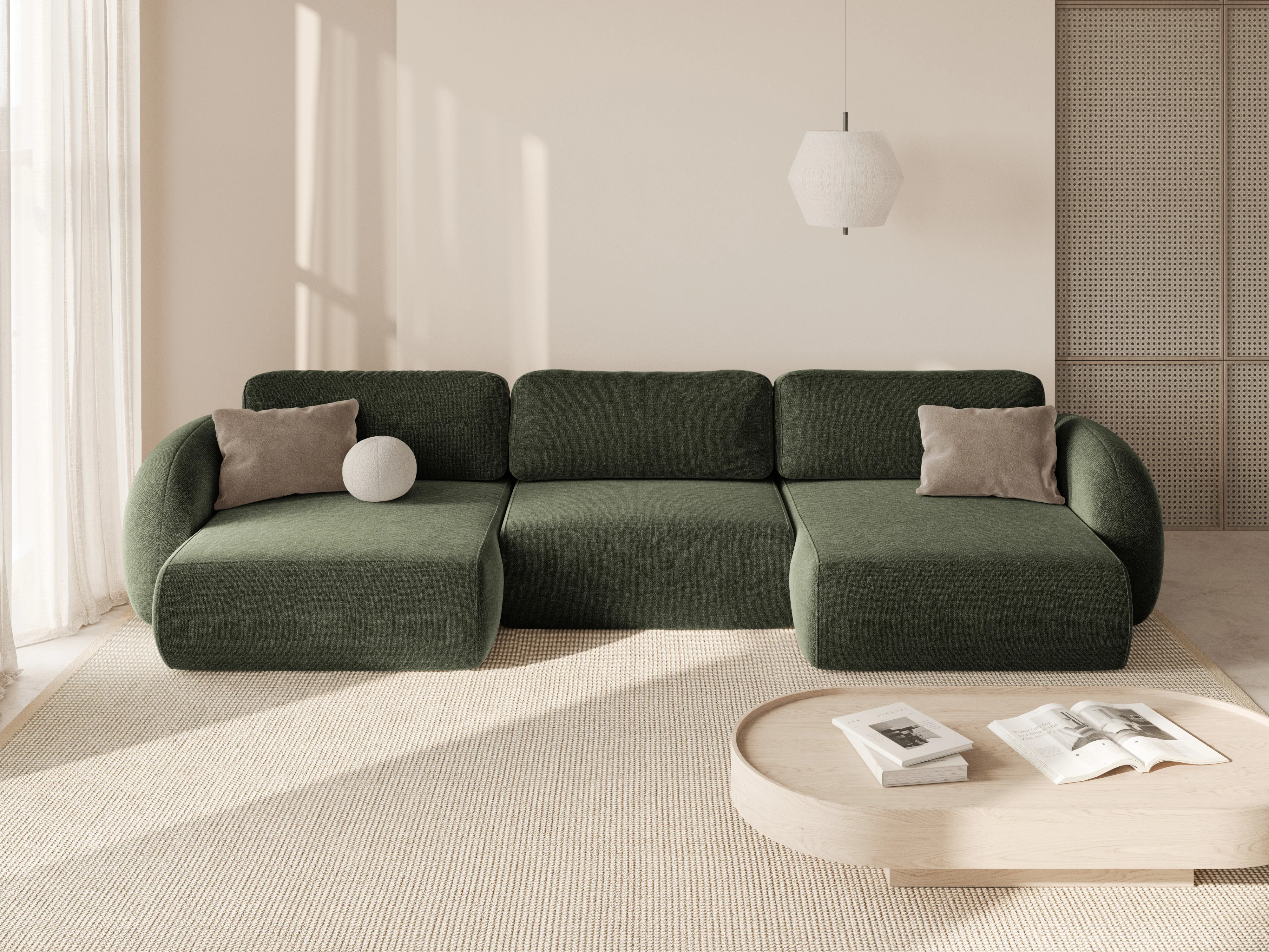 Sofa panoramiczna z funkcją spania 5-osobowa TONALE zielony - Image 2