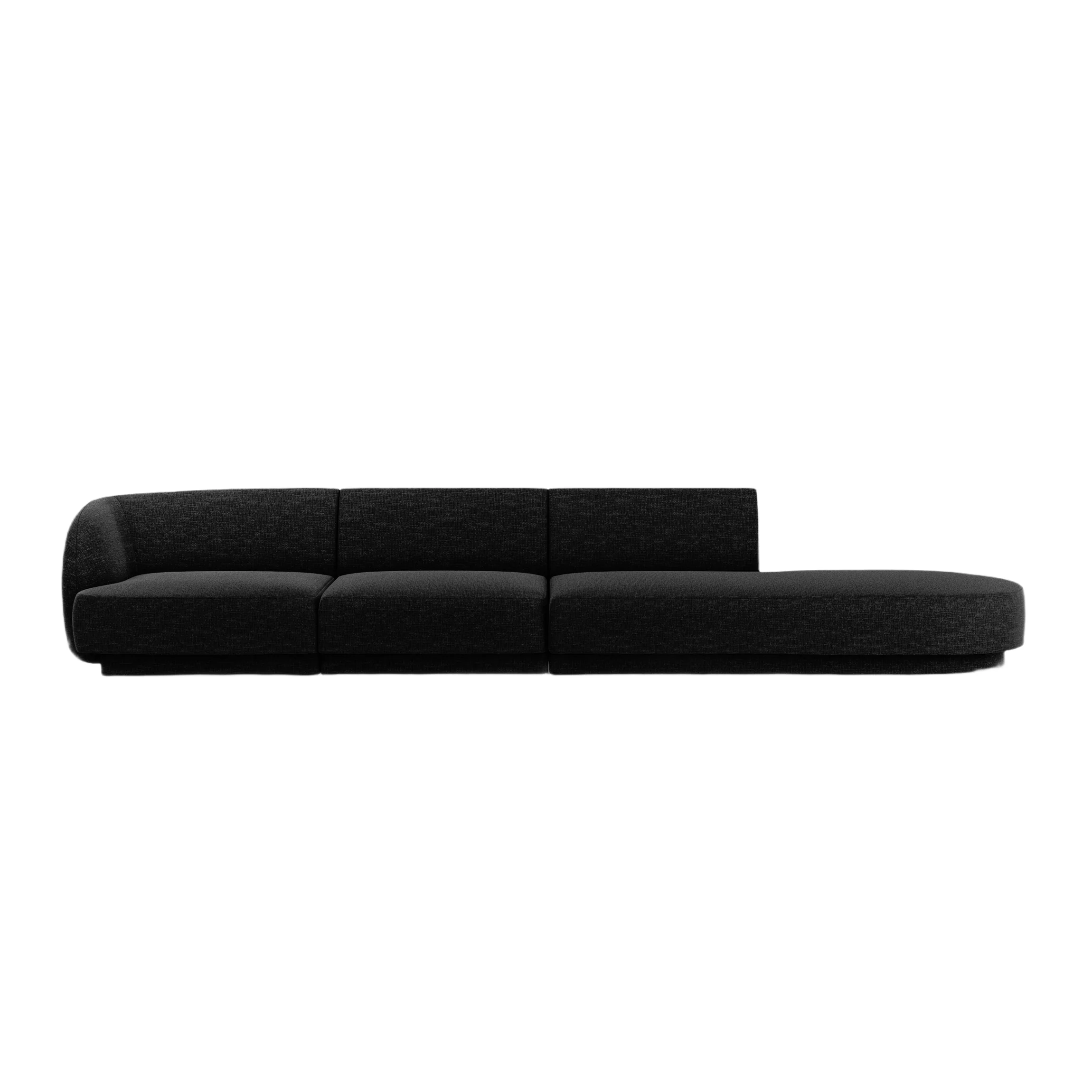Sofa prawostronna 4-osobowa otwarta MILEY czarny szenil jedwabisty