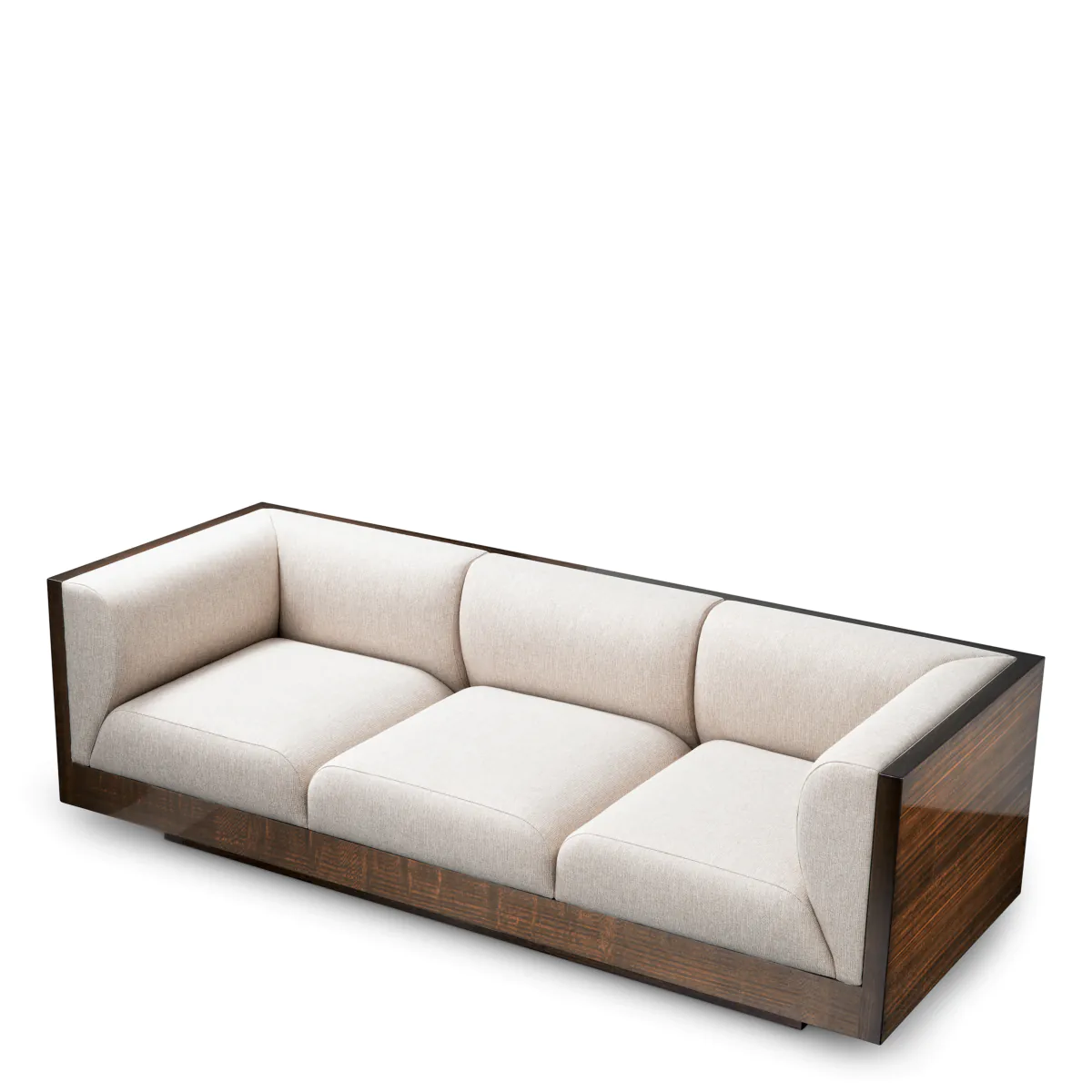 Sofa SEBASTIAN kremowy z fornirem eukaliptusowym - Image 3