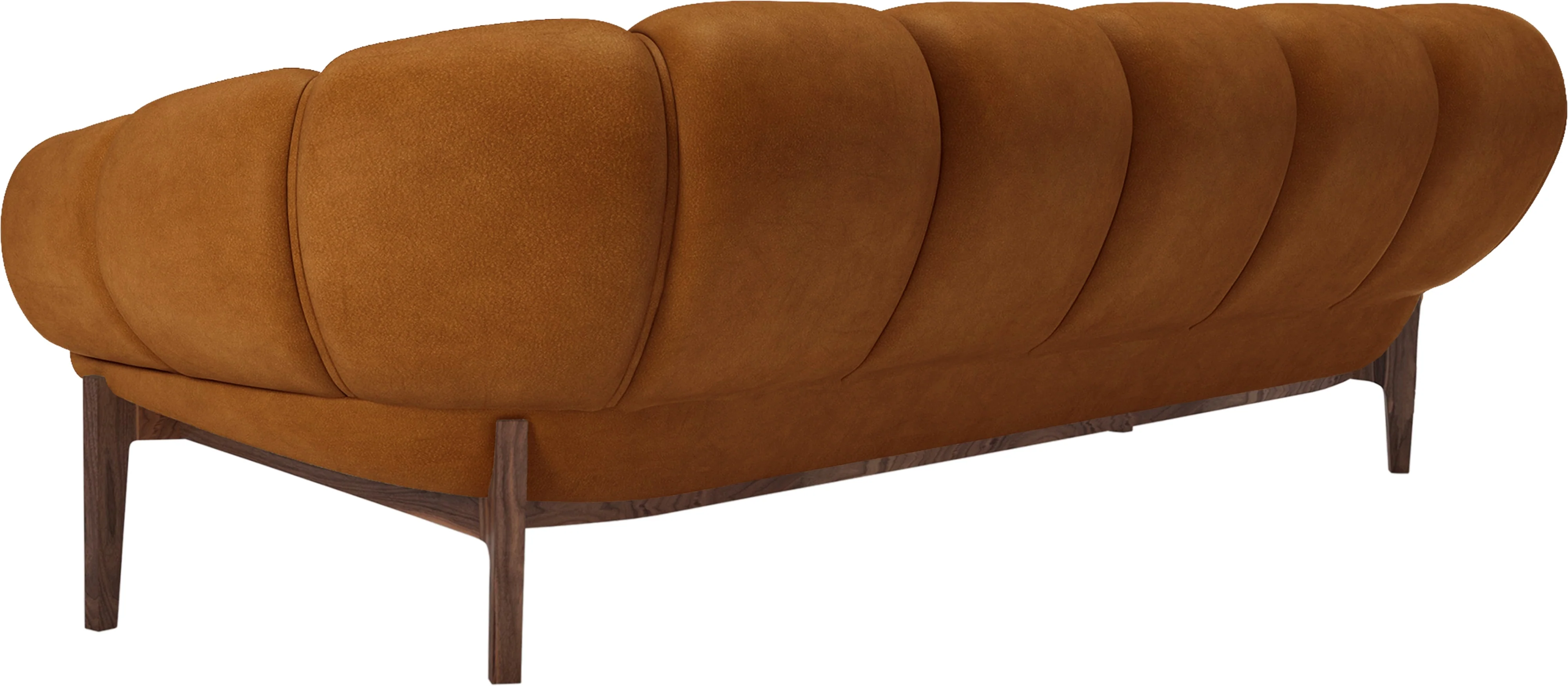 Sofa 3-osobowa CROISSANT tapicerowana skóra z orzechową podstawą - Image 4