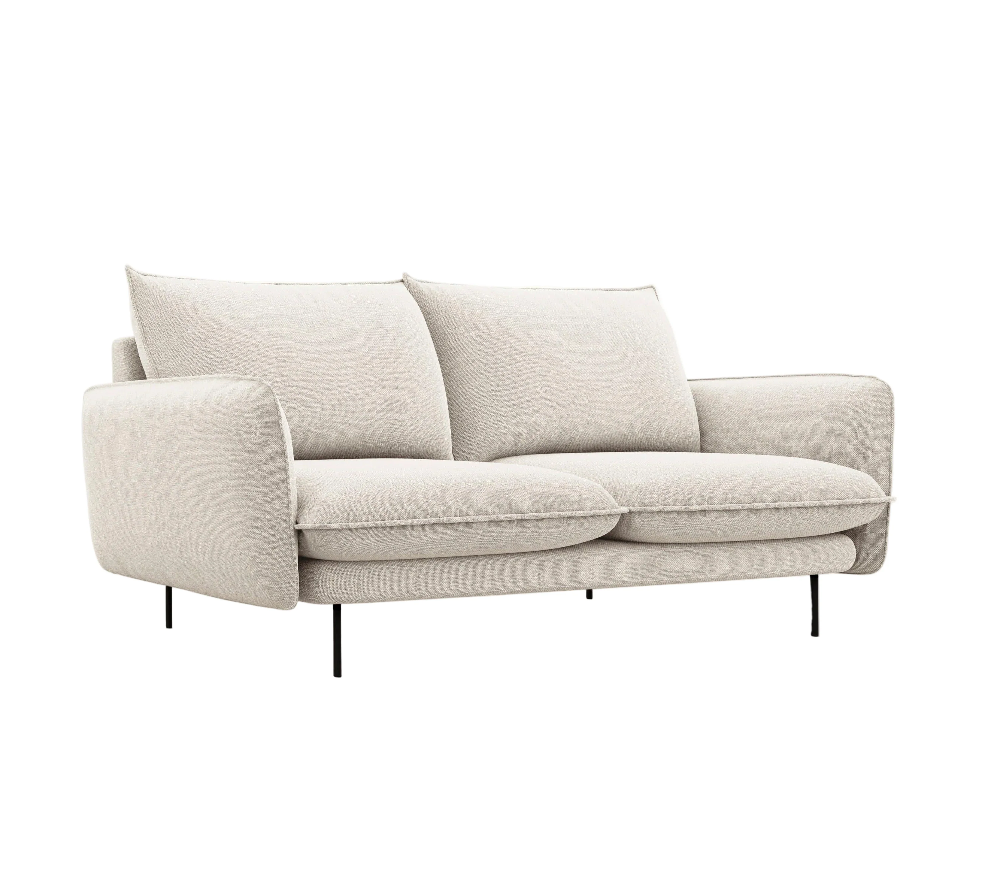 Sofa 2-osobowa VIENNA jasnobeżowy szenil z czarną podstawą