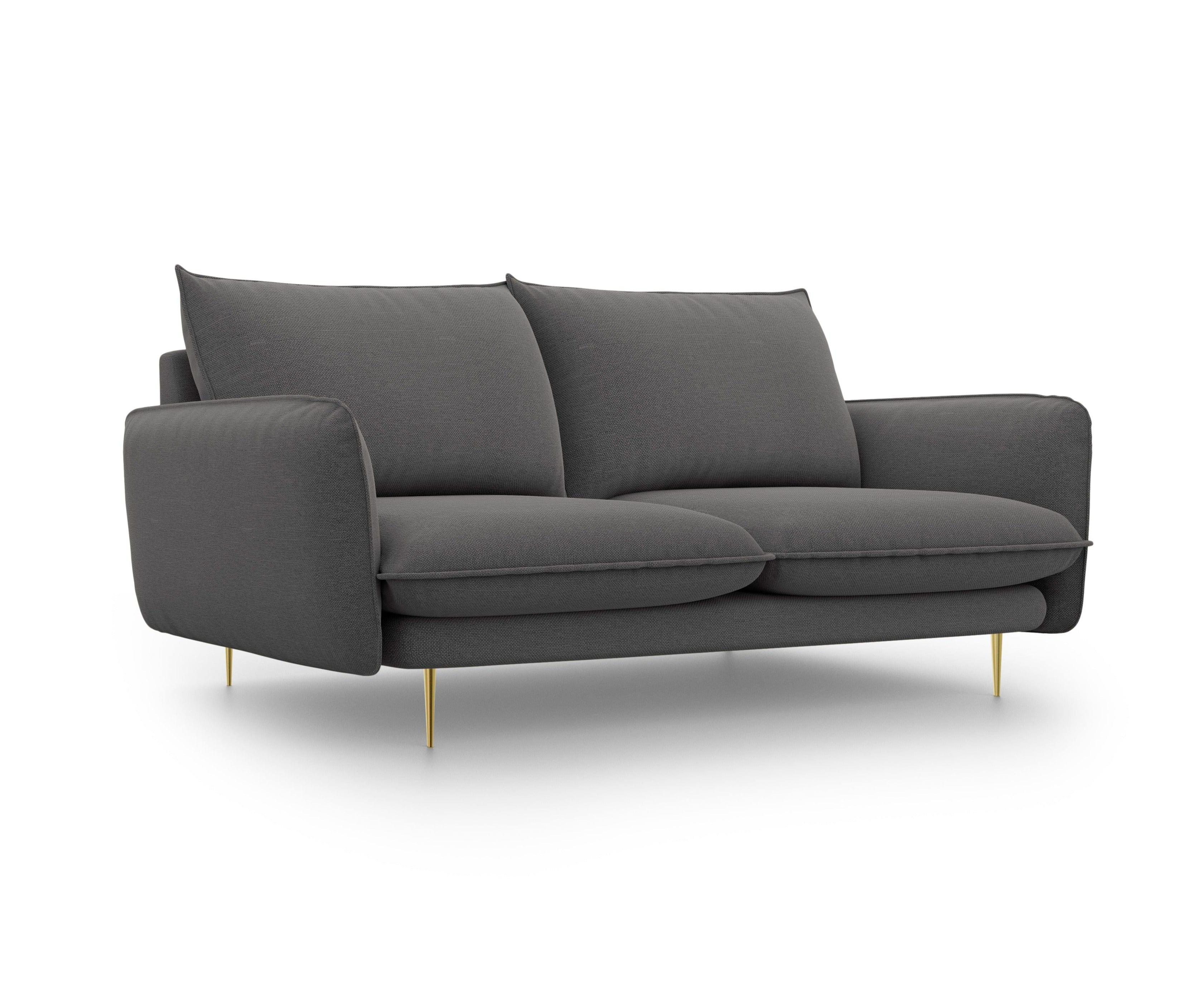 Sofa 2-osobowa VIENNA ciemnoszary szenil ze złotą podstawą - Image 5
