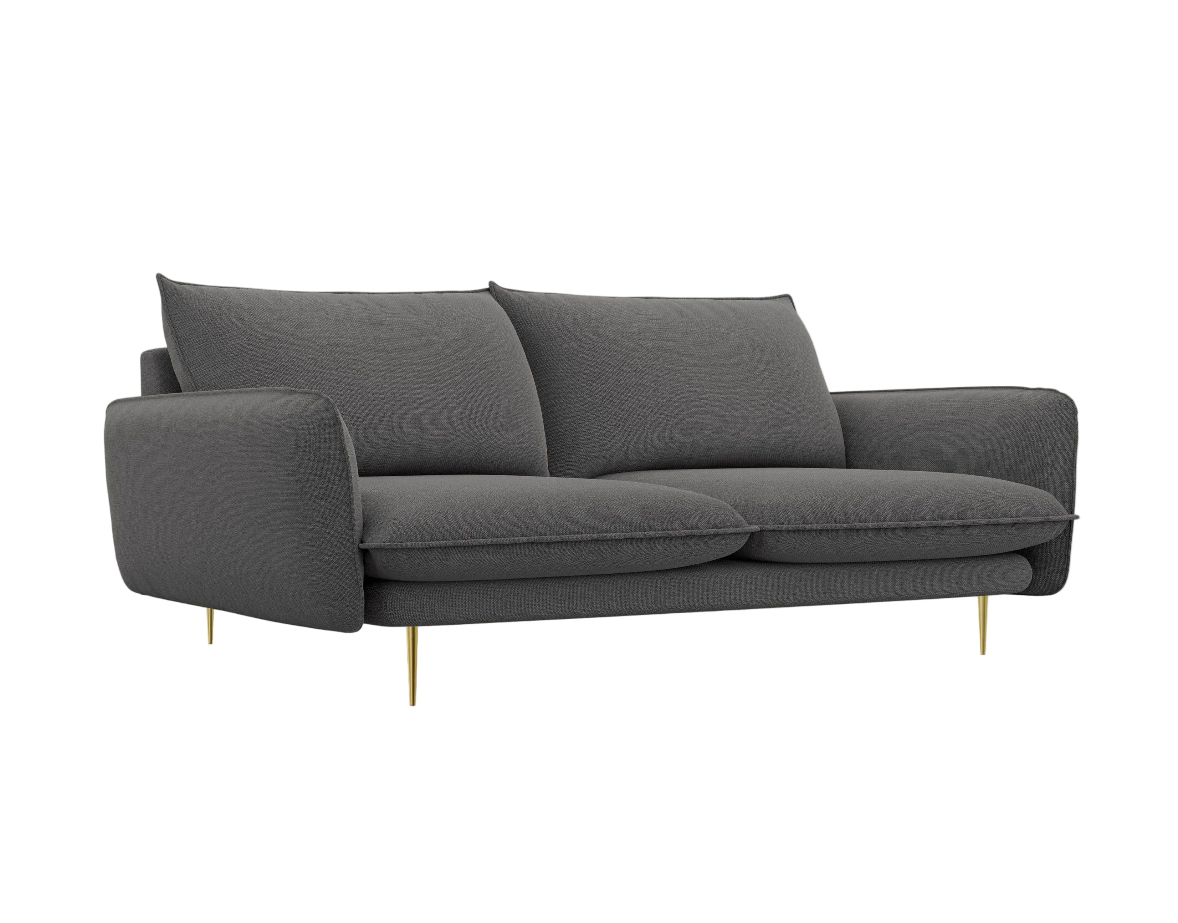 Sofa 3-osobowa VIENNA ciemnoszary szenil ze złotą podstawą