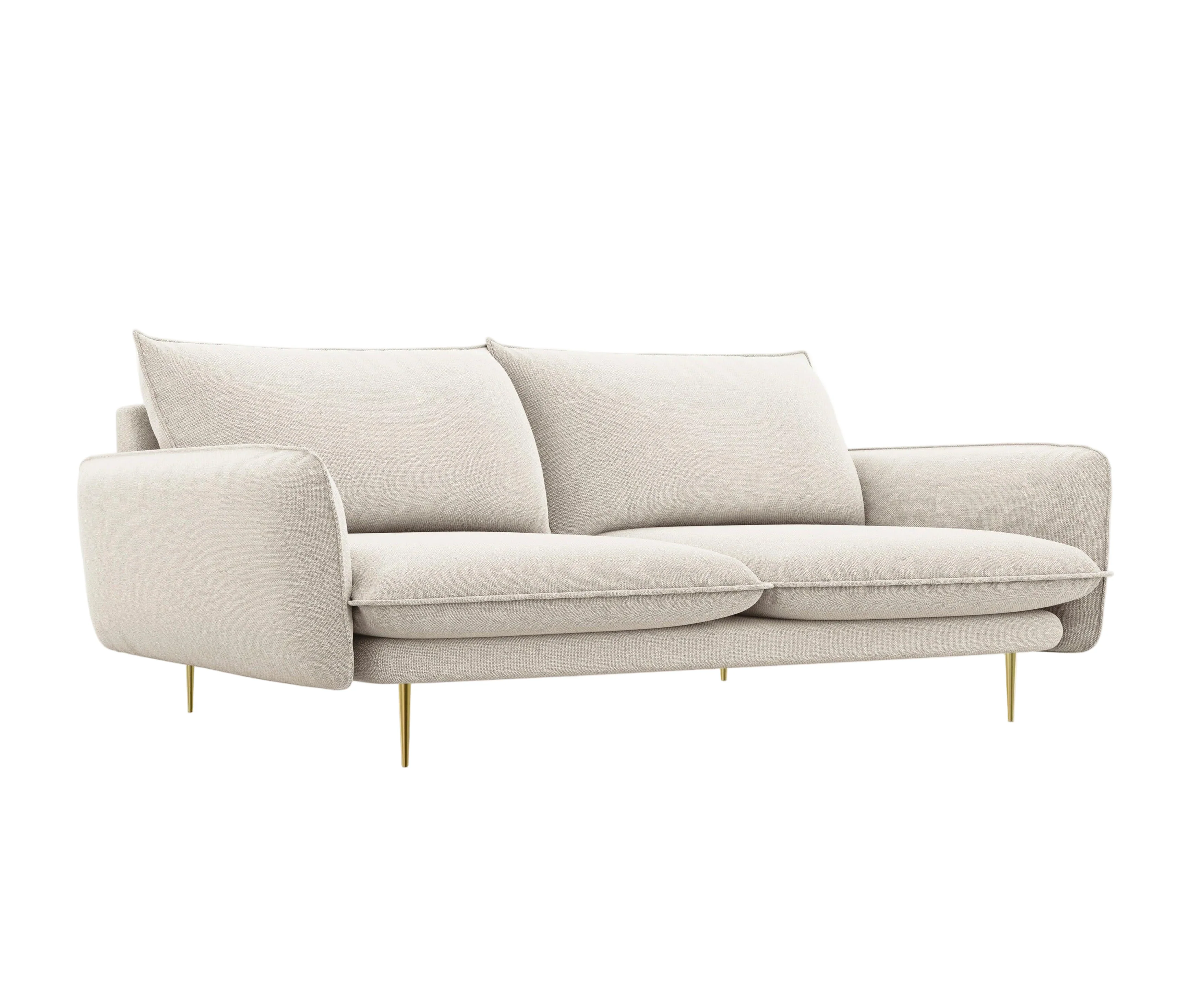 Sofa 4-osobowa VIENNA jasnobeżowy szenil ze złotą podstawą