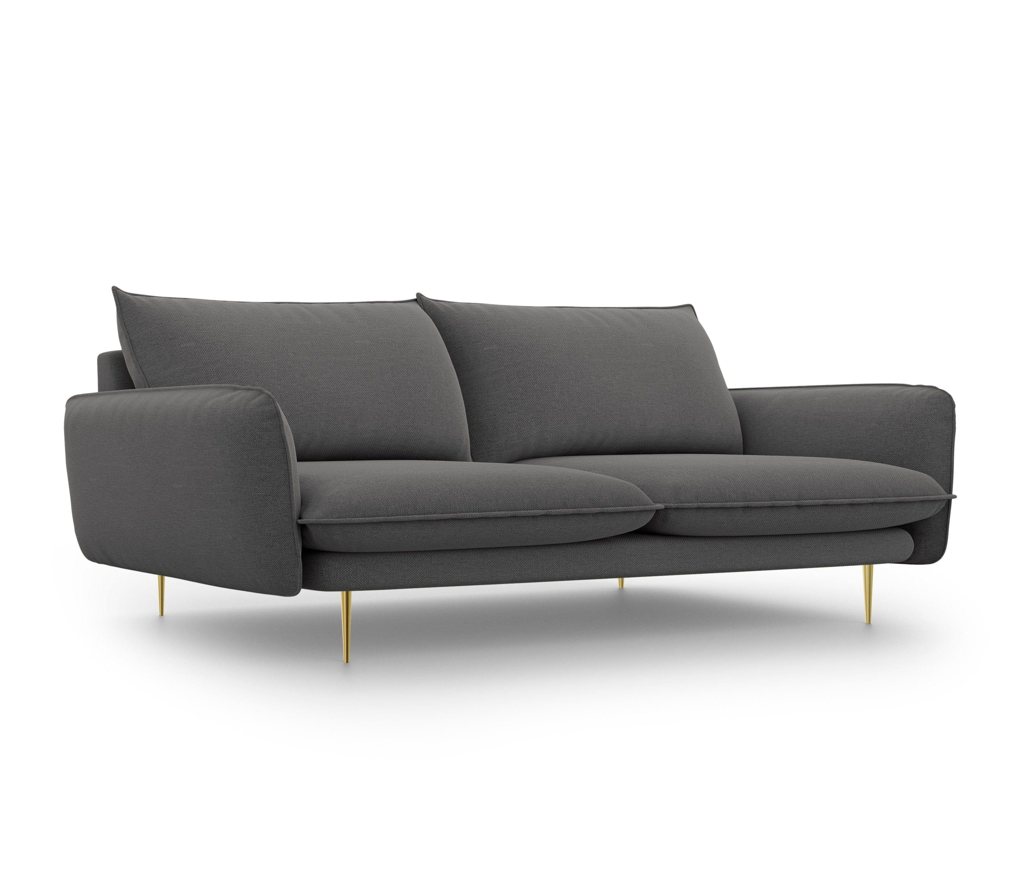Sofa 4-osobowa VIENNA ciemnoszary szenil ze złotą podstawą - Image 5