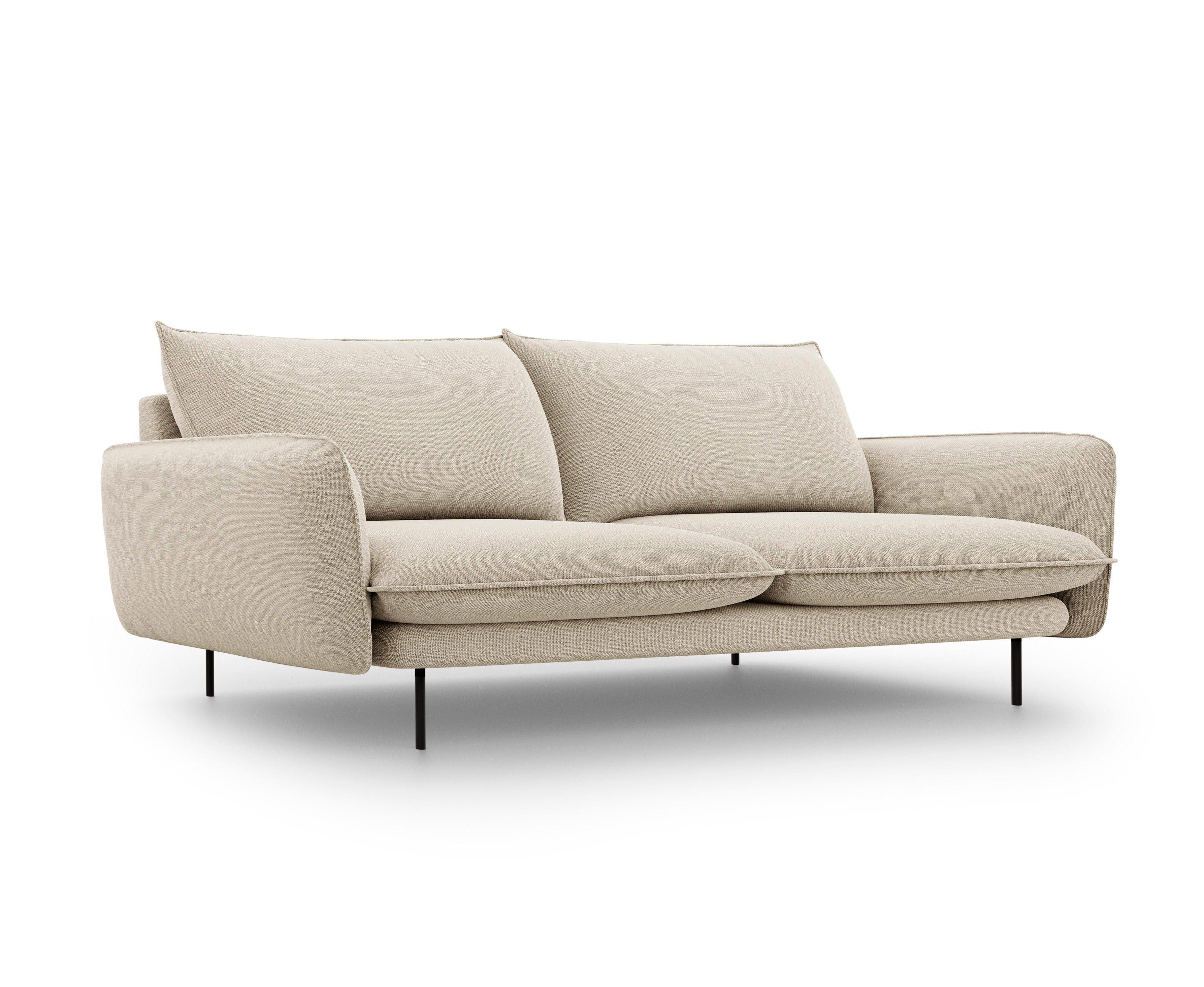 Sofa 4-osobowa VIENNA beżowy szenil z czarną podstawą - Image 5