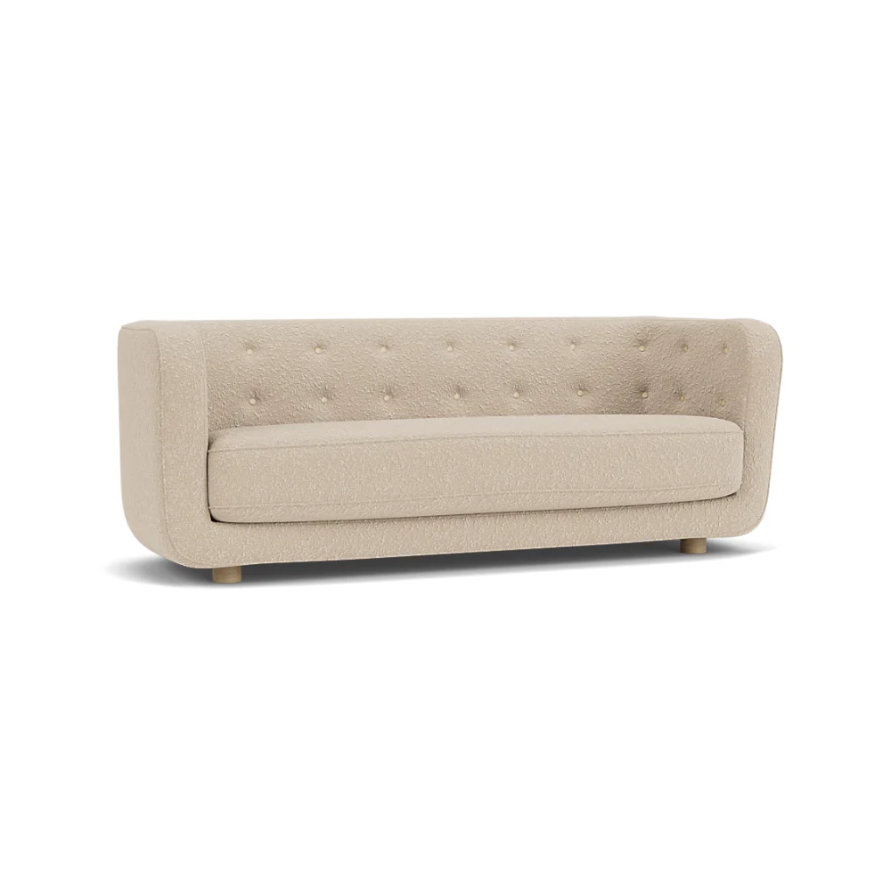 Sofa VILHELM beżowy z dębową podstawą