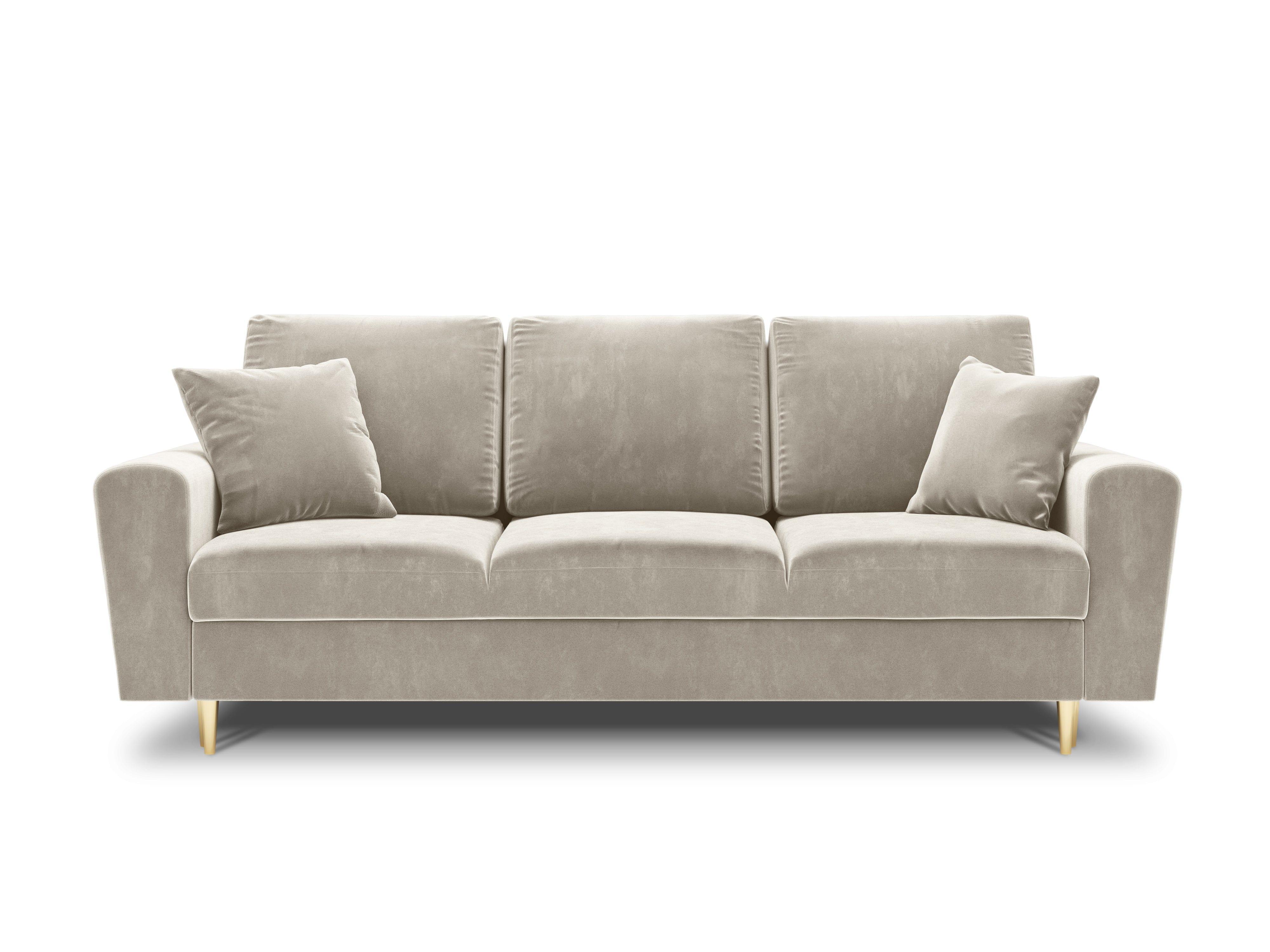 Sofa z funkcją spania KYOTO beżowy ze złotą podstawą - poekspozycyjna - Image 3