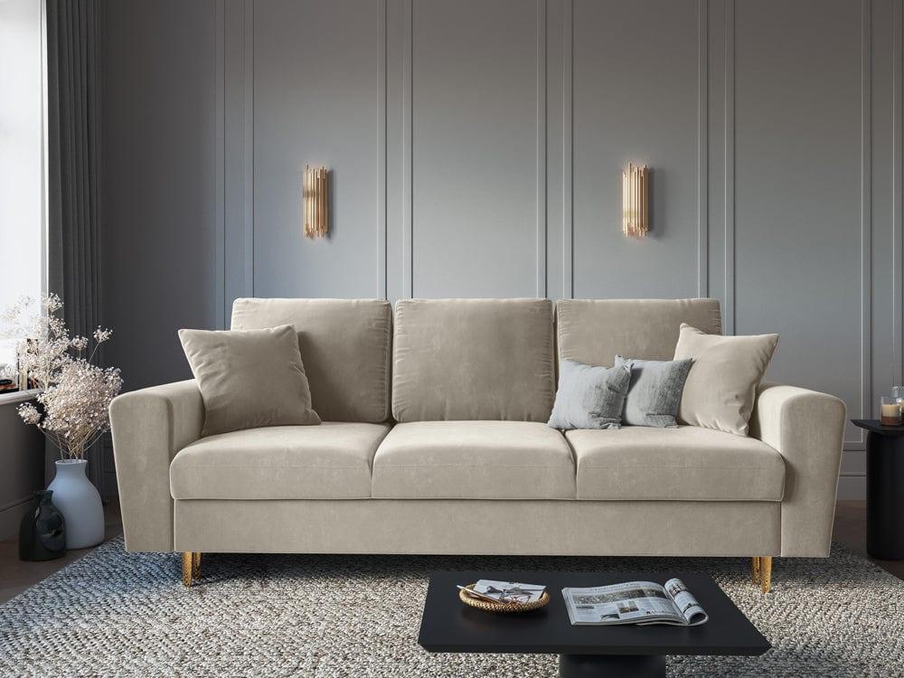 Sofa z funkcją spania KYOTO beżowy ze złotą podstawą - poekspozycyjna - Image 4