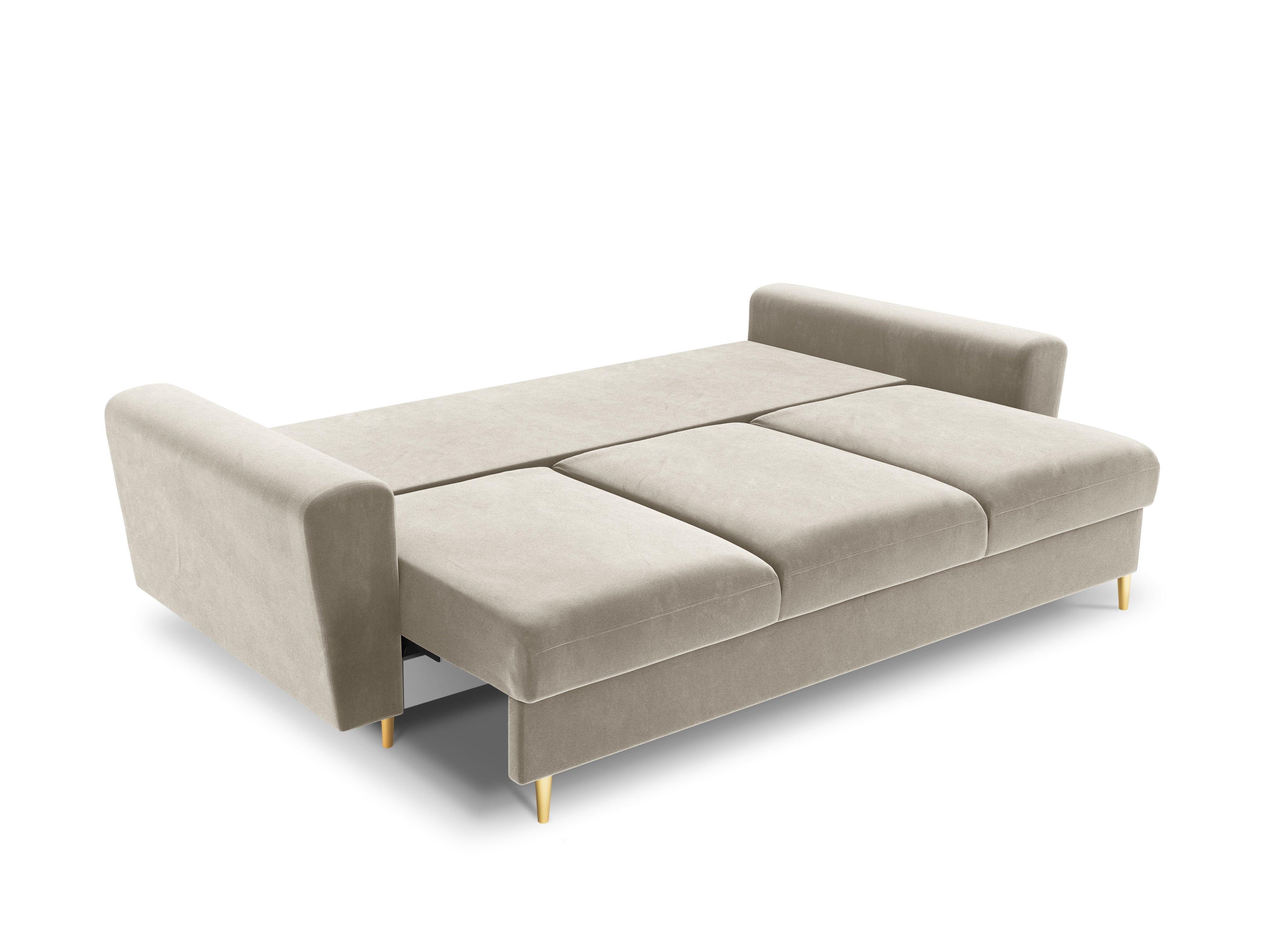 Sofa z funkcją spania KYOTO beżowy ze złotą podstawą - poekspozycyjna - Image 6