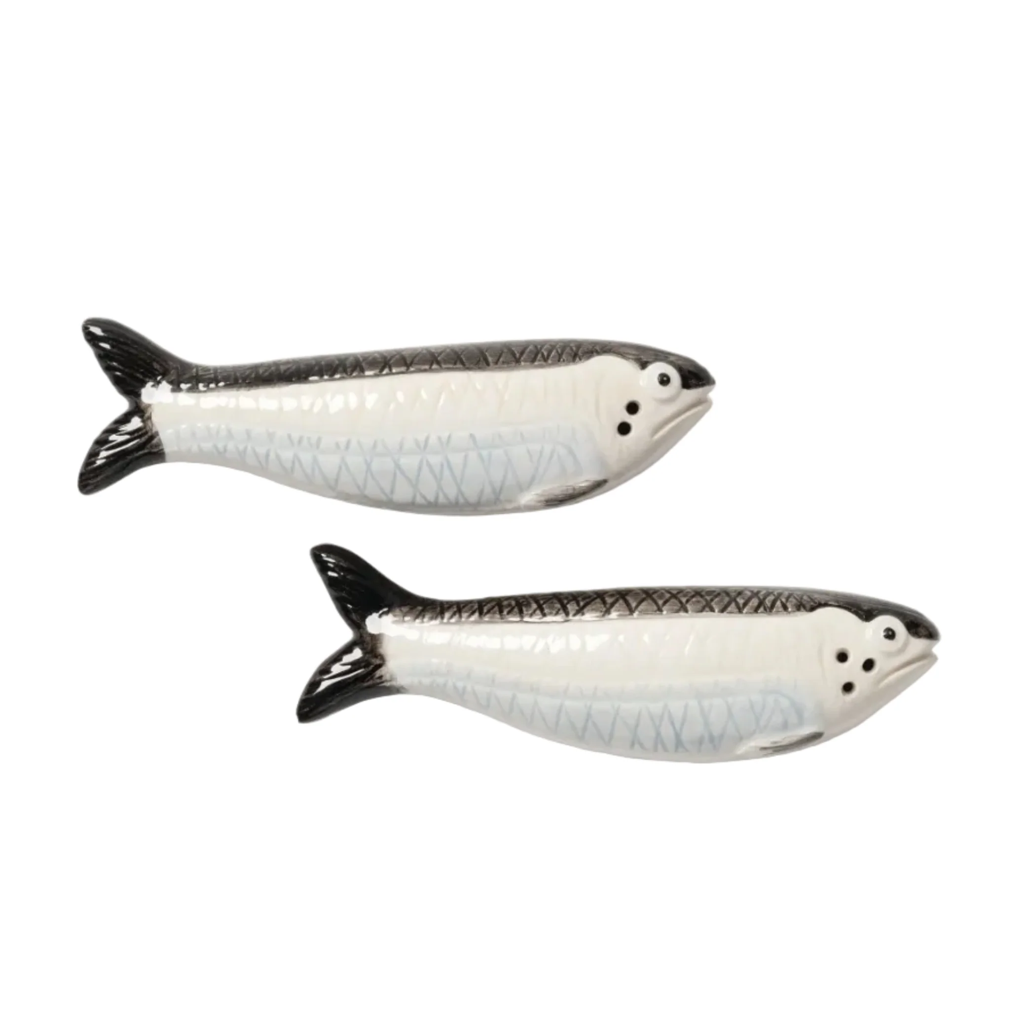 Solniczka i pieprzniczka SARDINE biały z czarnym