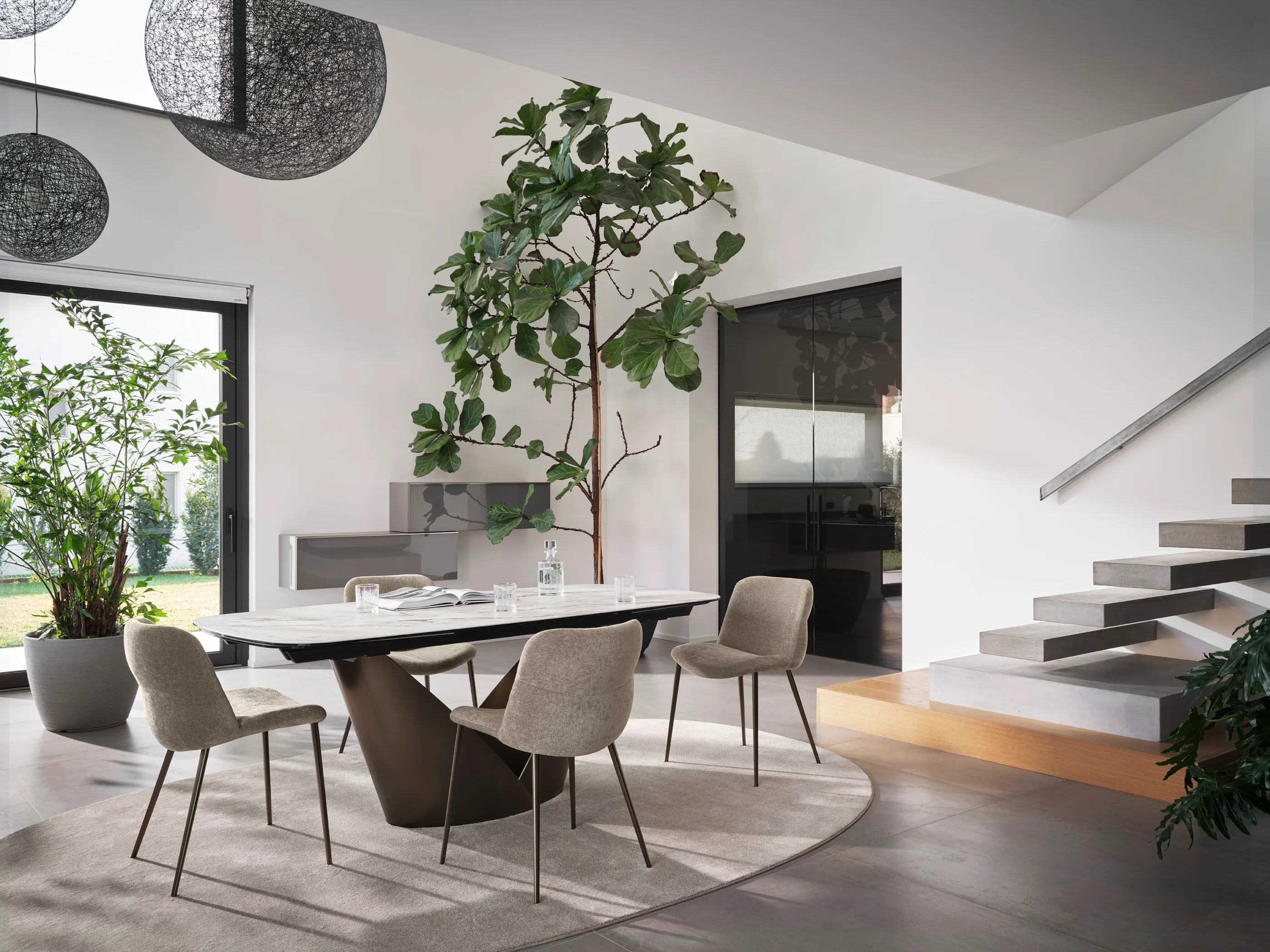 Stół rozkładany CALLA biały ceramiczny blat z brązową podstawą - Image 5