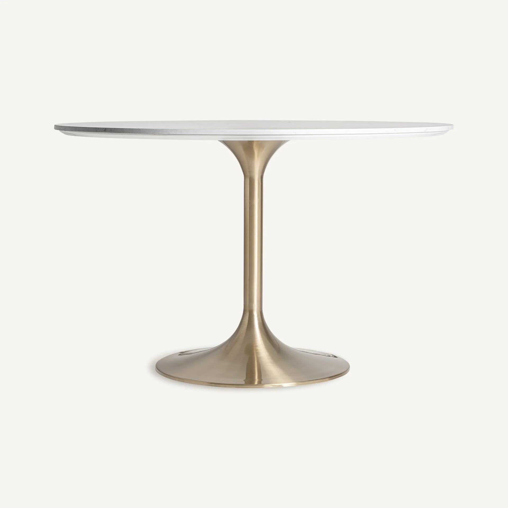 Stół okrągły KELHEIM biały spiek porcelanowy ze złotą podstawą - Image 2